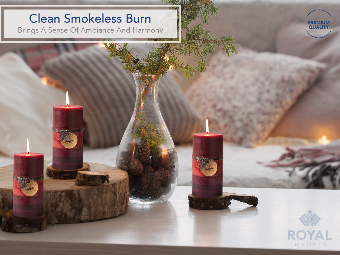 Royal Imports 3" x 6" Pillar Candles for Christmas Holiday Décor, Wedding & Home Decoration, Unscented, Dripless & Smokeless, Set of 6, Red Ombre Wax