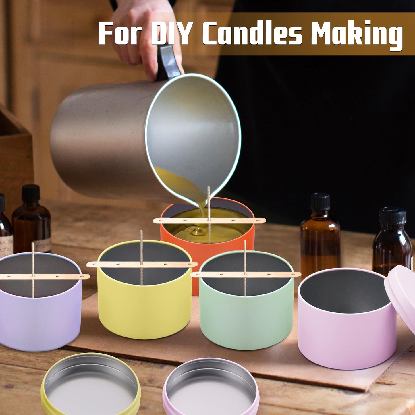 YJHSS 24-Pack 4oz Candle Tins with Lids, Metal Candle Jars for Candle Making, Empty Containers Vessels Bulk for Small Business & Beginners DIY Storage -Multicolor