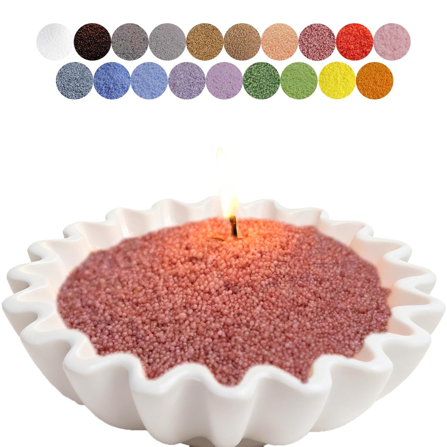 Aufien Candle Sand with Wicks, 21.4 Oz Pearled Candle, DIY Bead Powder Sand Wax Making kit Refillable Non Toxic for Handmade, Mother's Day Wedding and Halloween Christmas Decorations Crimson