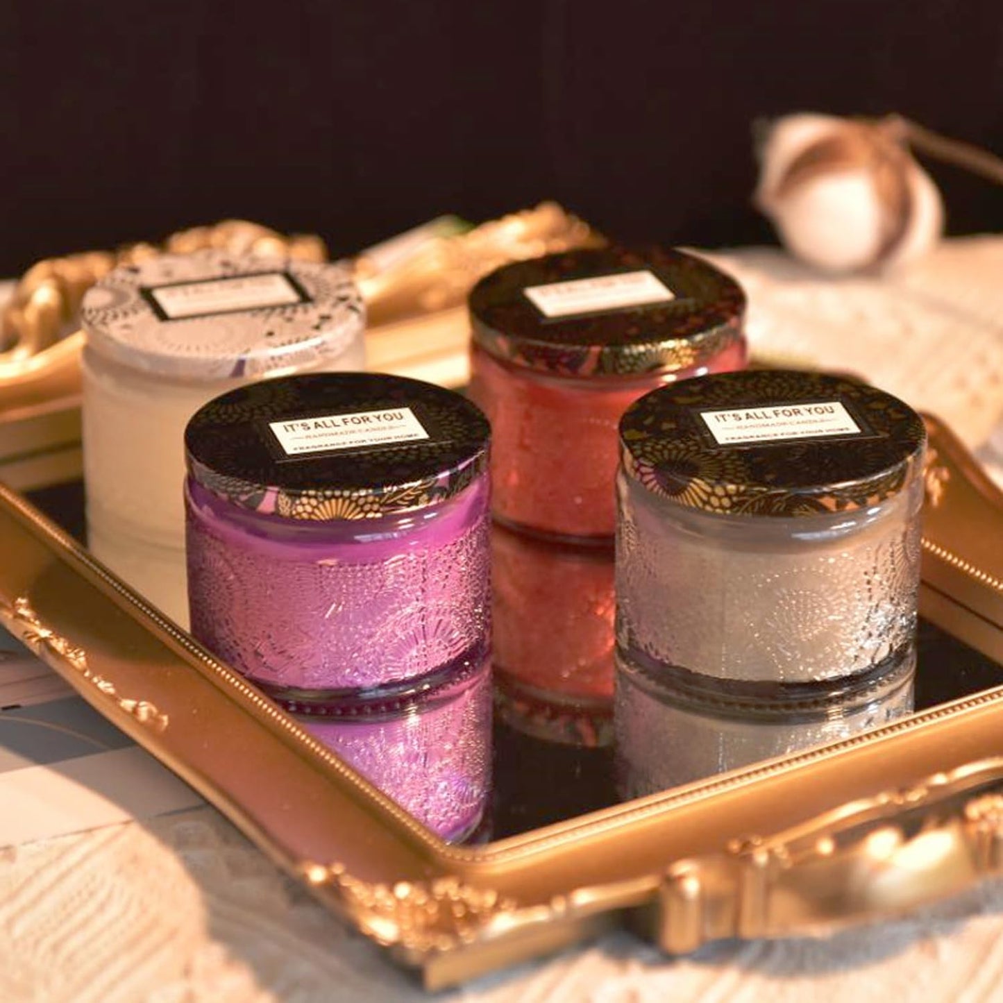 Embosse Scented Candle Glass in Jar,230G Perfume Floral Soy Wax Aroma Candle for Wedding Anniversaries Birthday Holiday Home Decor,Prefect Gift for Meditation Stress Relief Mood