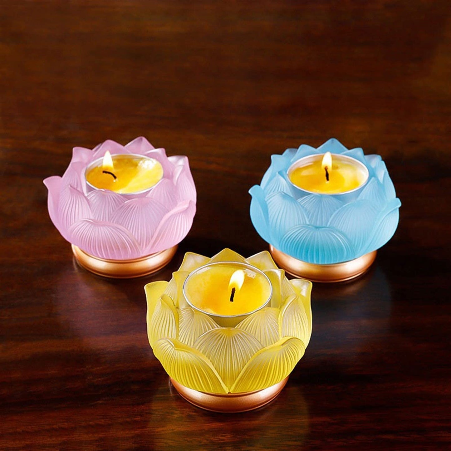 cfycfy987 Candelabra Glazed Lotus Candlestick Household Decoration Ornaments Candle Holder Household Offering Lamp Holder Candle Sticks Holder(Pink)