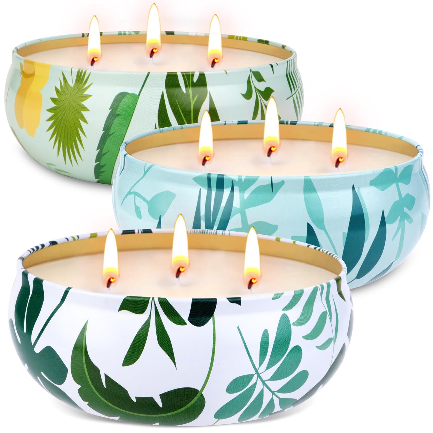 Citronella Candles Outdoor, 3-Wick Large Citronella Candles for Patio, 3 Packs Natural Soy Wax Summer Candle Set, 200 Hours Long Lasting Burning Lemongrass Scented Candle for Garden Balcony Camping
