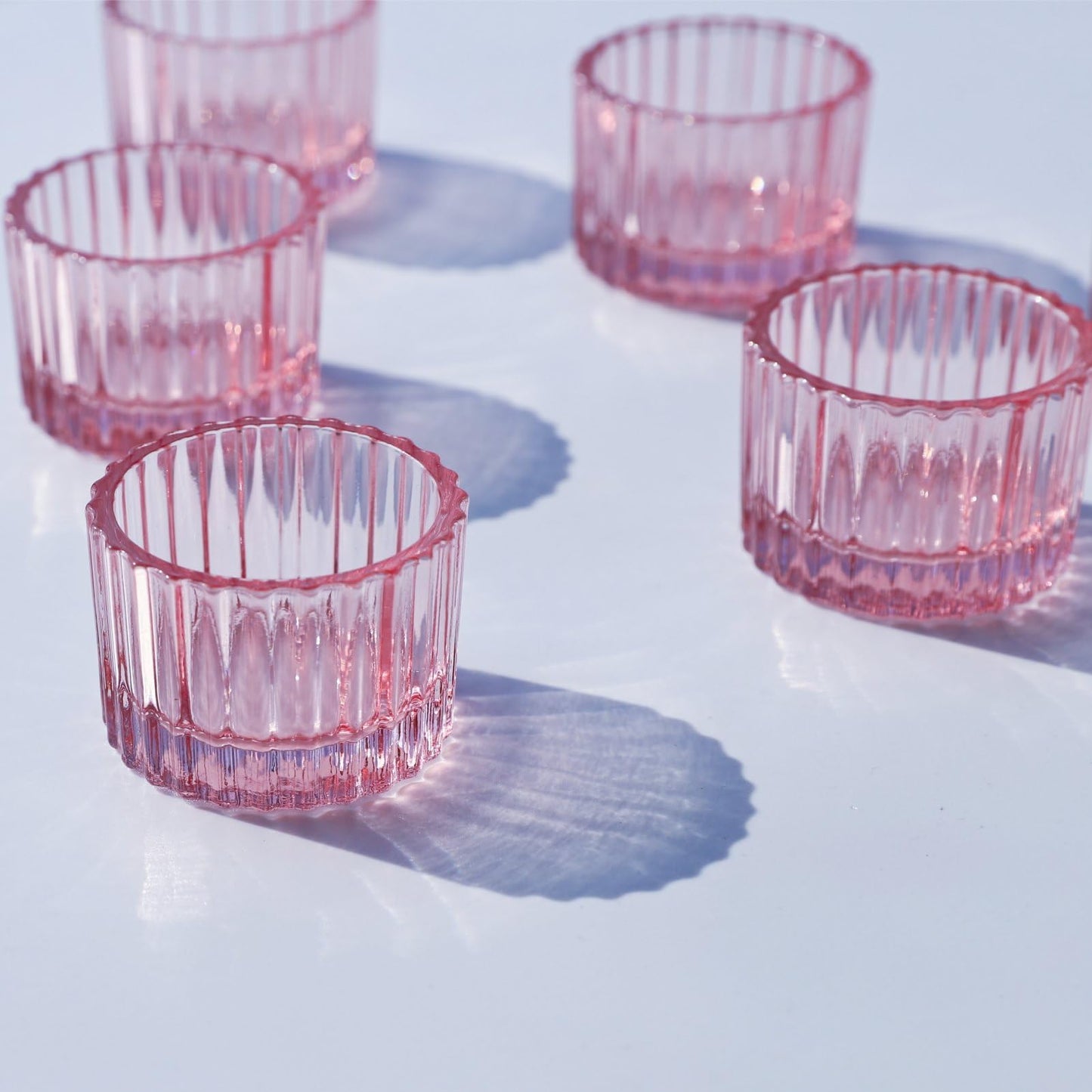 VOHO Pink Candle Holders for Girl Birthday Gifts, 12pcs Tealight Candle Holder for Centerpiece Table Decorations, Glass Candle Holder for Votive Candles & Tea Lights Candles