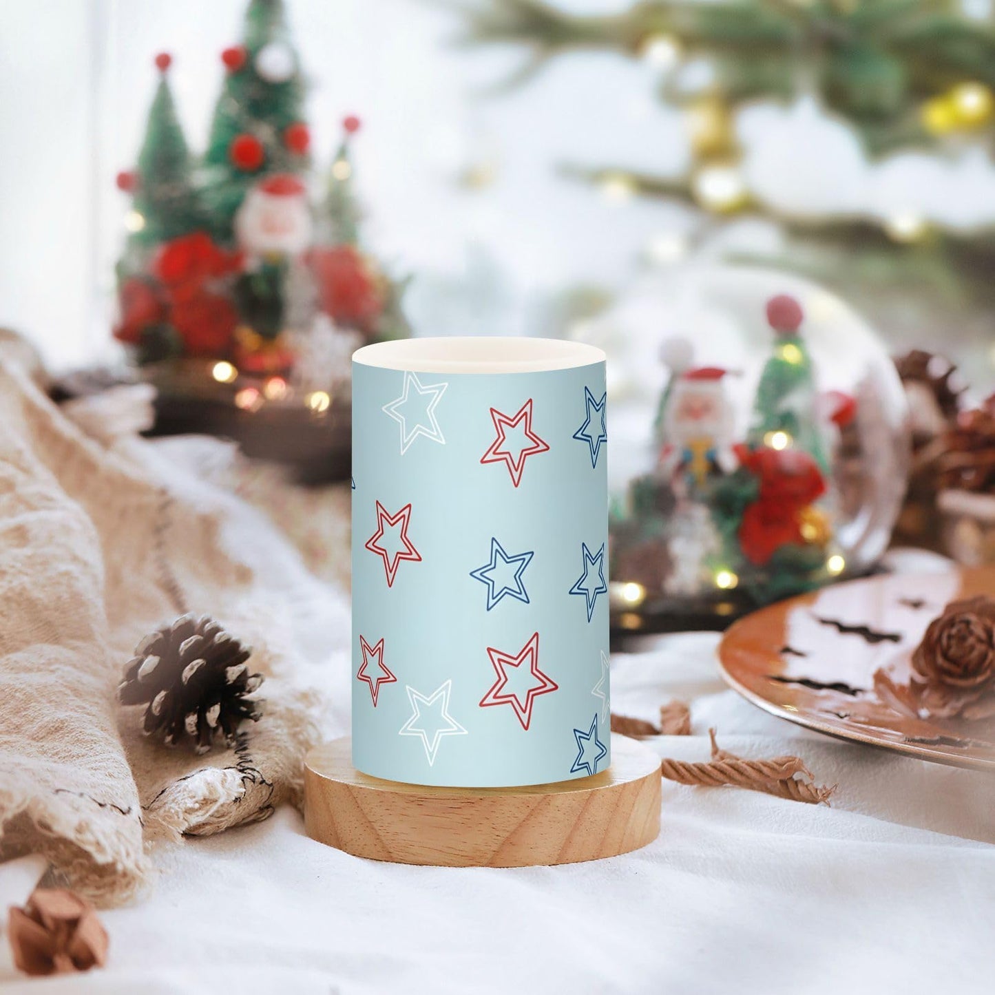 JULYTO Flameless Candles with Remote and Timer Navy Blue Fluid Ink Marble Battery Operated Candles Set of 2 Sparkling Flickering Pillar Led Fake Candles for Halloween Christmas Wedding Decor