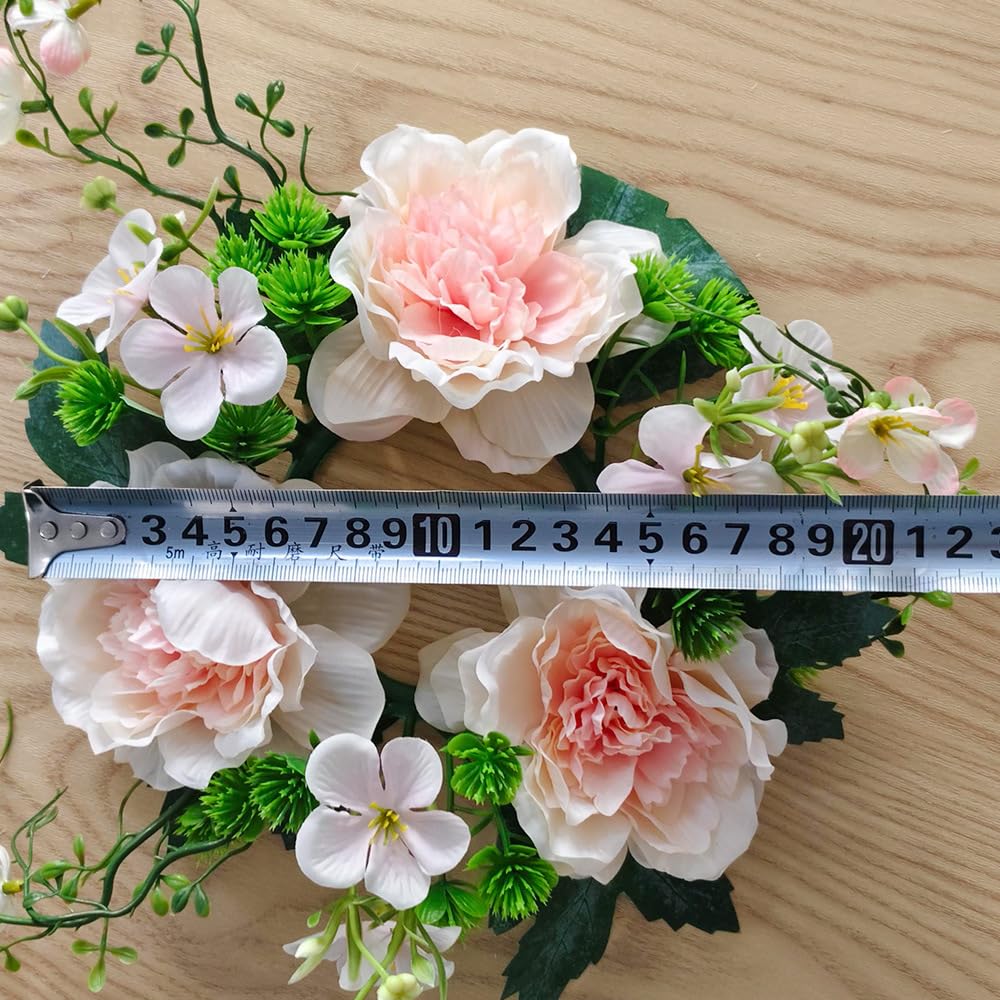 Set of 4 Artificial Peony Flower Candle Rings Wreaths 3 Inch Center Small Floral Spring Candle Rings for Pillars Wedding Home Table Centerpiece Decor (Pink B)