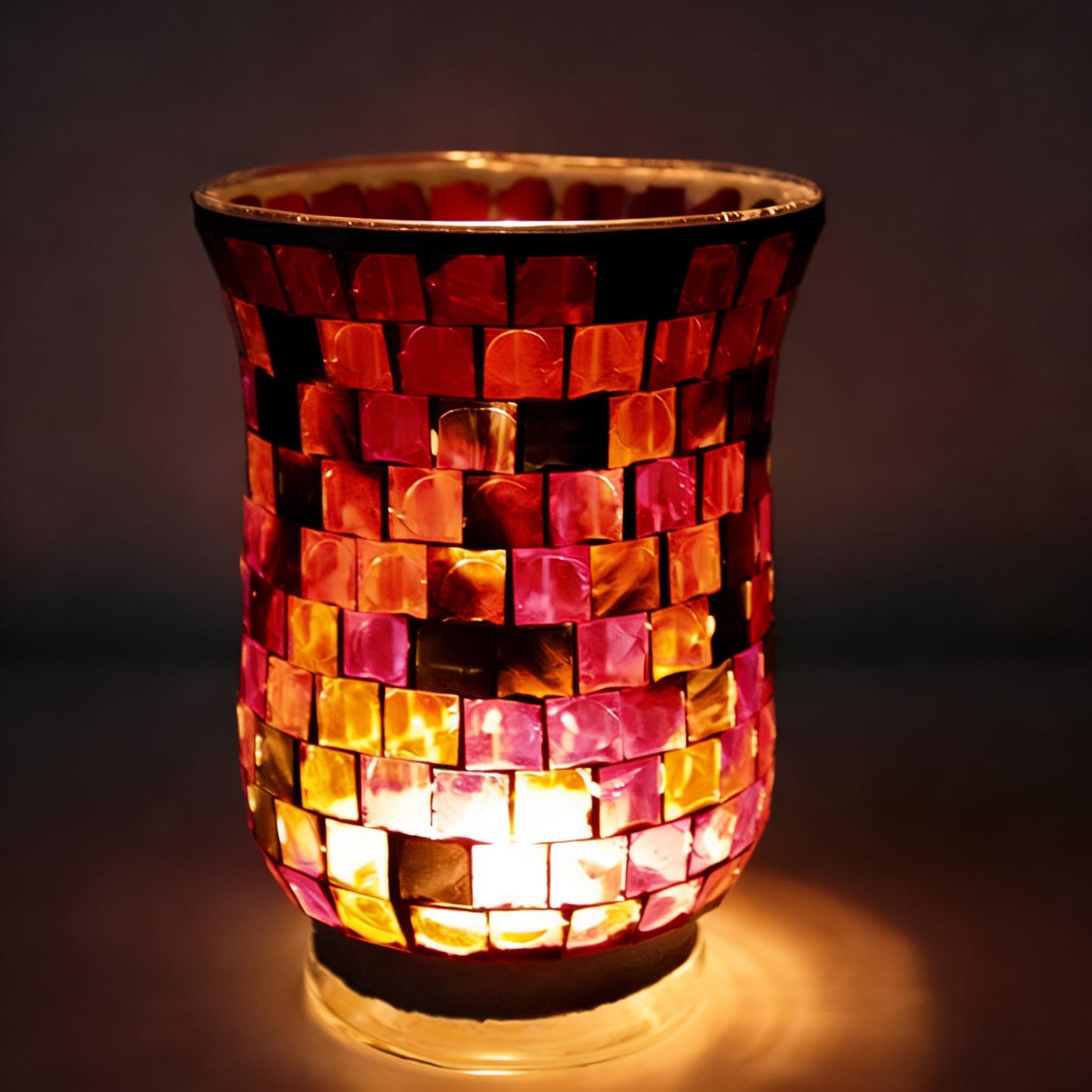 Maimeili Glass Candlestick Romantic Mosaic Broken Candlelight Aromatherapy Candle Cup for Valentine's Day Christmas Thanksgiving Tables Center of Party Decorations(NO Candles)