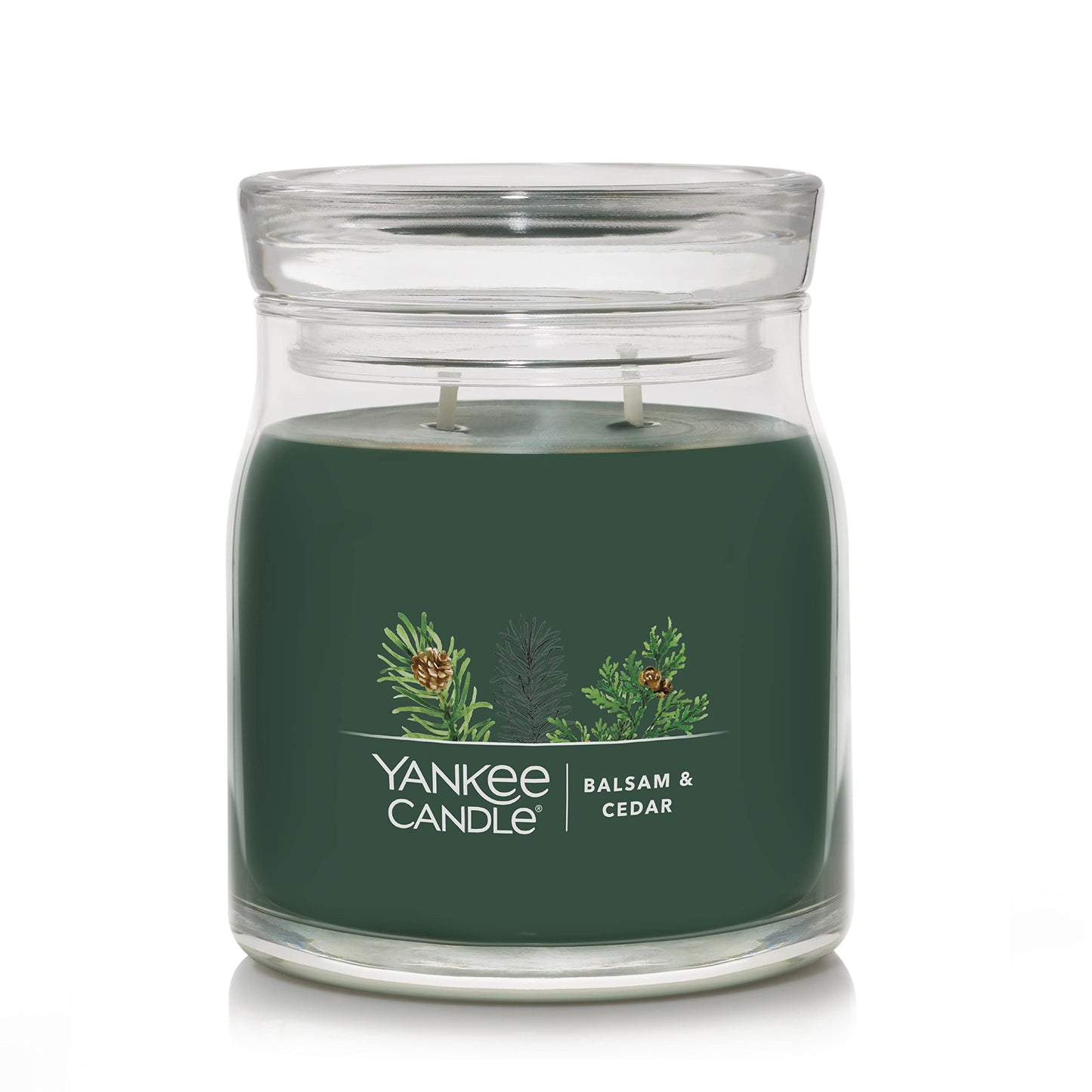 Yankee Candle Balsam & Cedar Scented Signature 13oz Medium Jar 2-Wick Candle Over 35 Hours of Burn Time Christmas | Holiday