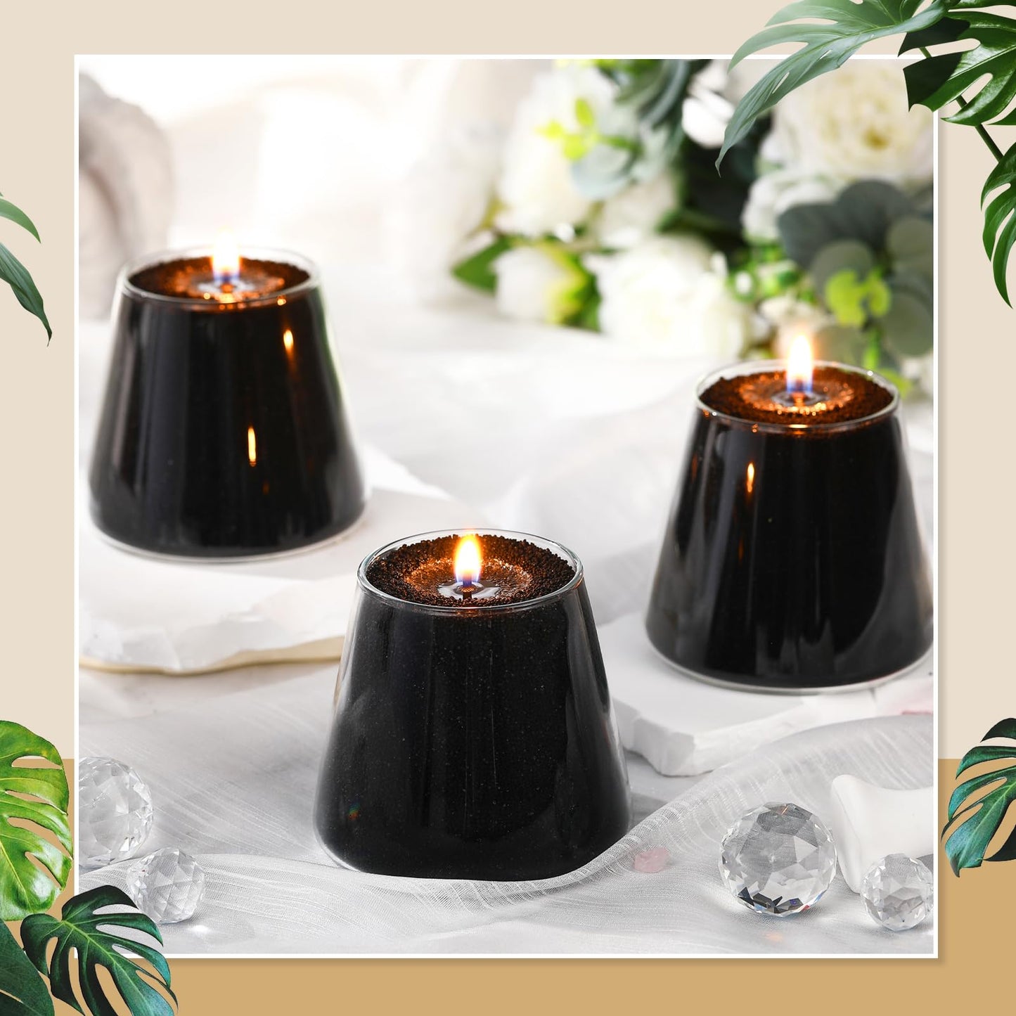 Nuanchu 3.3 lb Candle Sand DIY Pearled Candle Making Kit Included 20 Pcs Wicks and Refillable Beaded Wax Sand Beaded Wax Gift with Wicks Self Extinguish for Home Wedding Party (Black)