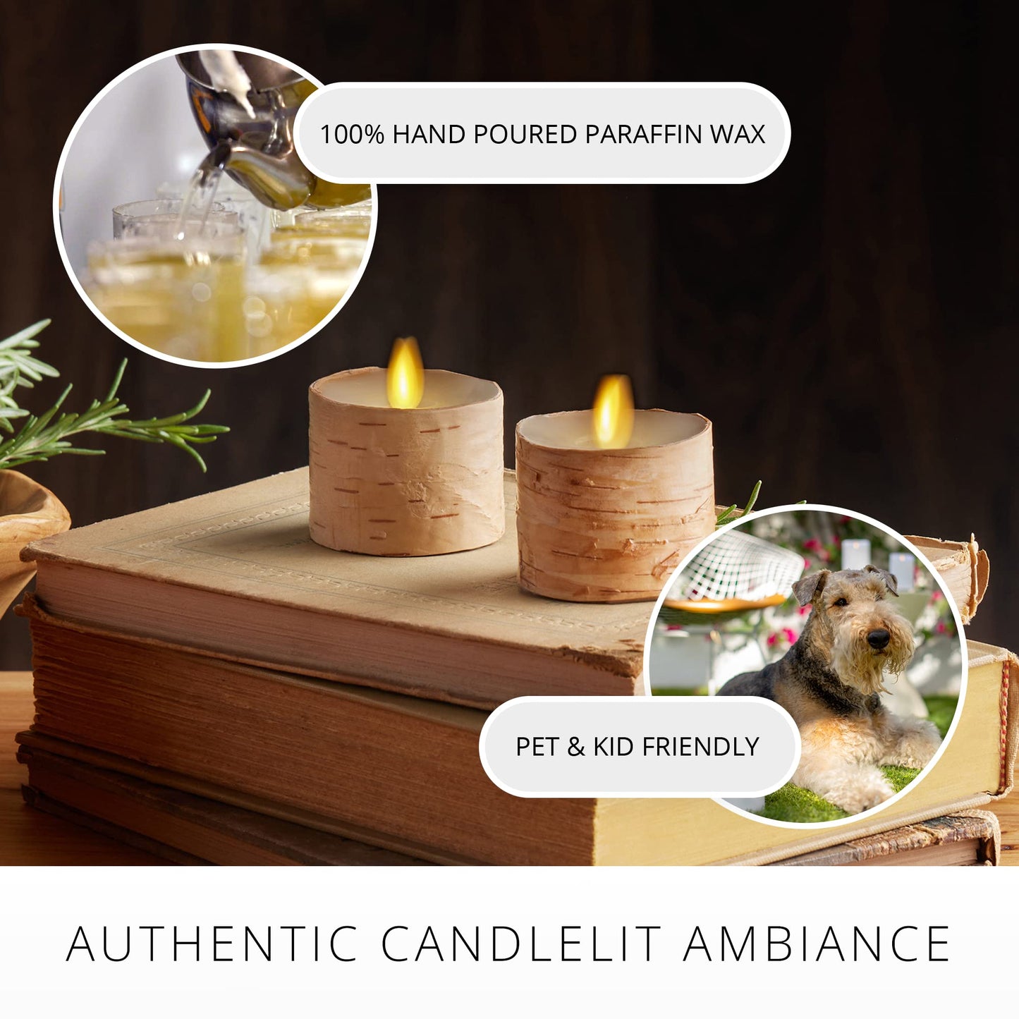 Luminara Flameless LED Tea Light Candle, 1.4" x 2", Pack of 2, Birch, Pearl Ivory, Real Flame, Battery Operated w/Remote Timer Function, Paraffin Wax