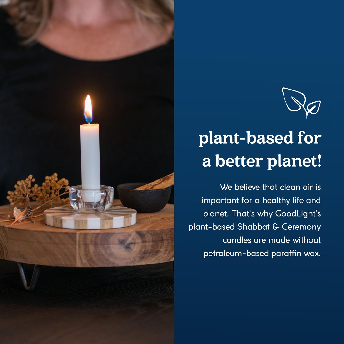 GoodLight Paraffin-Free Shabbat Shabbos Sabbath Candles - Pack of (12) White