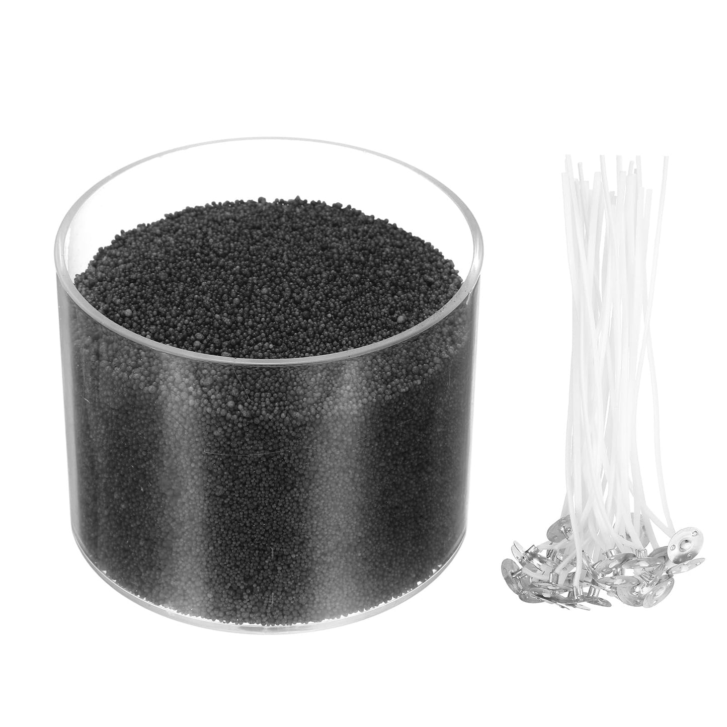 MECCANIXITY Pearled Sand Candles with 30 Pcs Wicks 14Oz / 400g Candle Beads Refillable Powder Sand Wax Making Kit for Thanksgiving Christmas Wedding Party DIY Home Crafts, Black