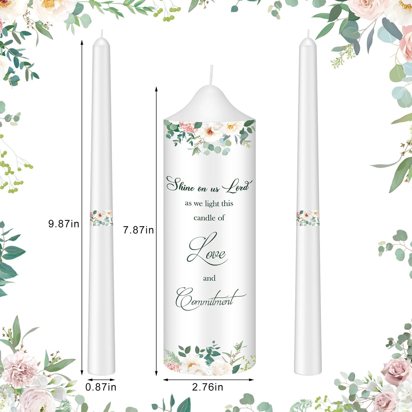 Layhit 3 Pack Unity Candles with Glass Holder for Wedding Ceremony Wedding Unity Taper Candles Religious Ceremony Accessories Marriage Decor for Newly Couple Anniversary Church Events Gifts