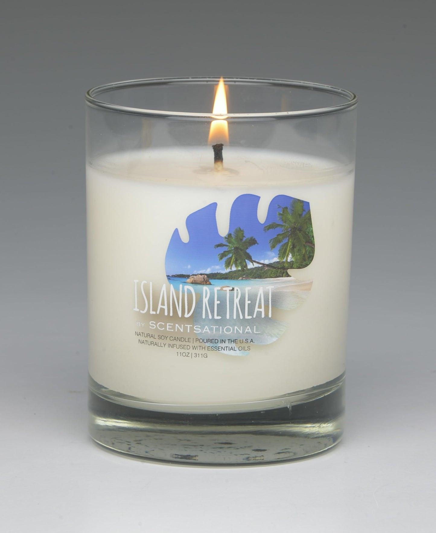 Scentsational Island Retreat Natural Soy Candle, 11 oz Glass Jar, 50-60 Hour Burn Time, Gift Wrapped