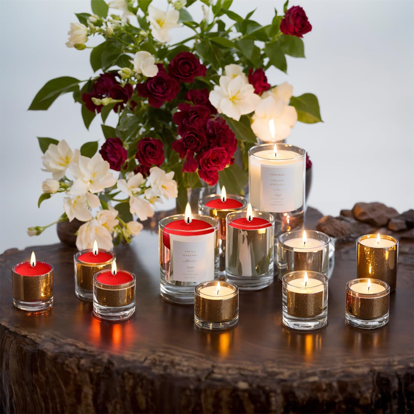 JEQUD Red Floating Candles, 2 inch, 6 Pack, Unscented, 5-6 Hours Long Burning, Wedding, Proposal Decorations