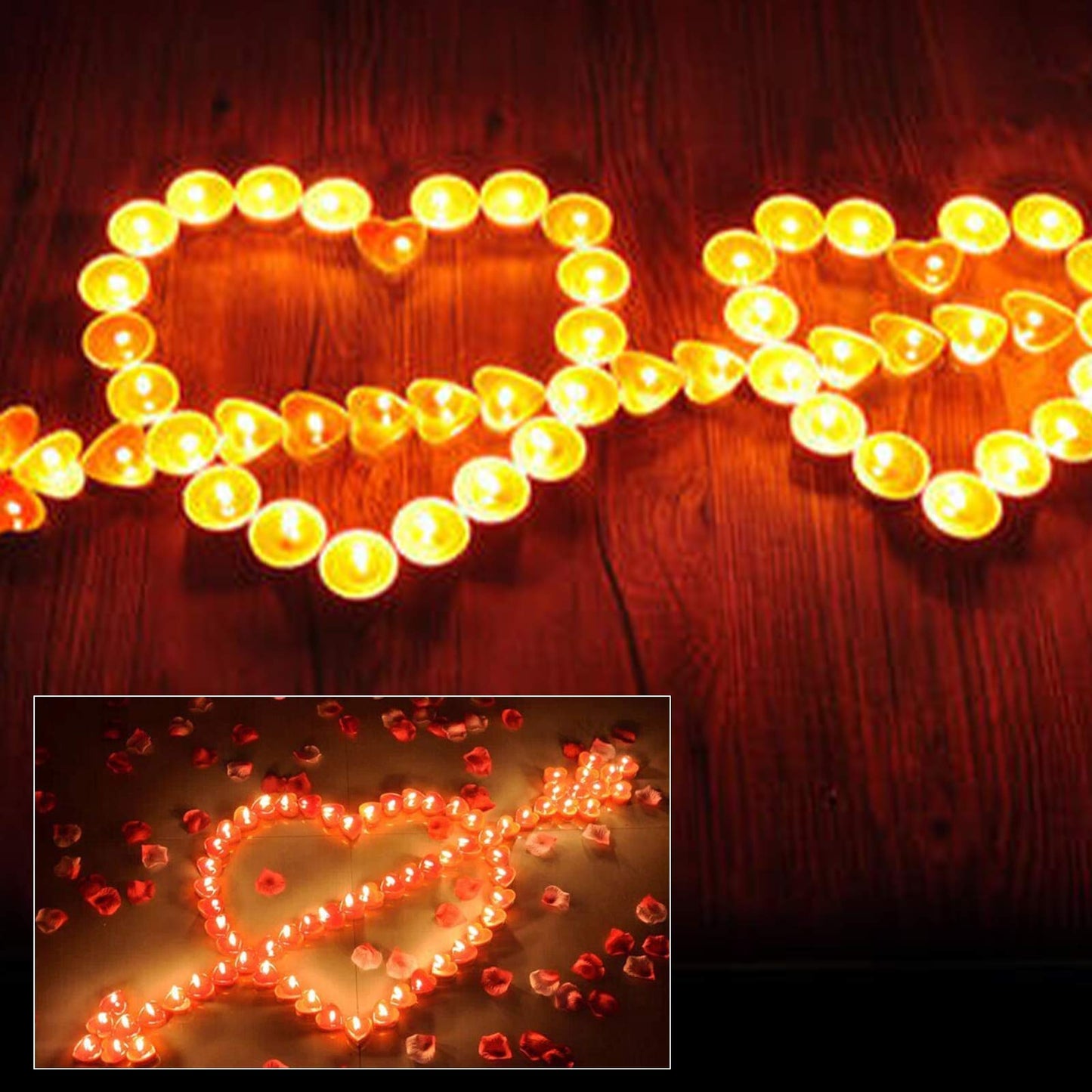 50Pack Heart Shaped Tealight Candles(25x2 Layers),Romantic Love Unscented Tea Lights Candles,Dripless & Long Lasting Smokeless Mini Tealight Candles for Romantic Decor,Pool,Home,Wedding (Red)