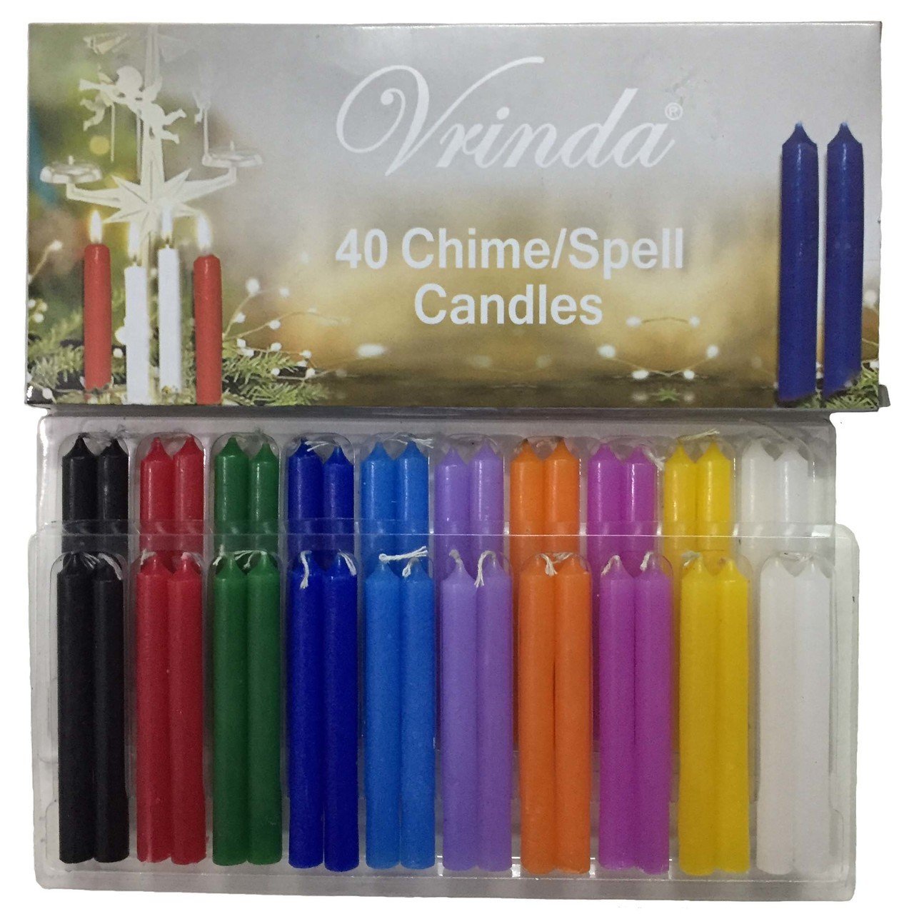 Vrinda® 4" Mini Chime Ritual Spell Unscented Taper Candles - Set of 20 (Assorted (Pack of 40))