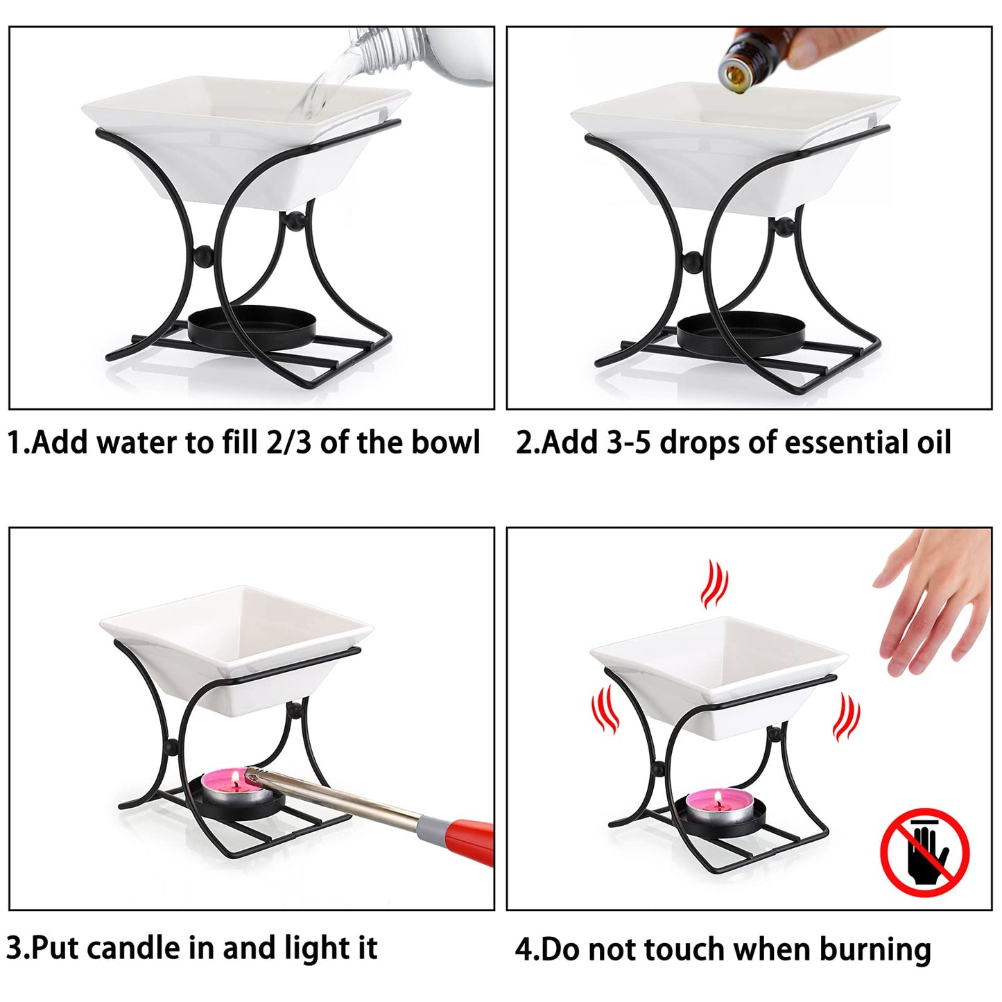 JuxYes Metal Tealight Scented Wax Melts Warmers Fragrance Oil Diffuser Burner, Ceramic Tealight Candle Oil Burner Warmer Aromatherapy Wax Candle Tart Warmer Diffuser for Home Bedroom Décor