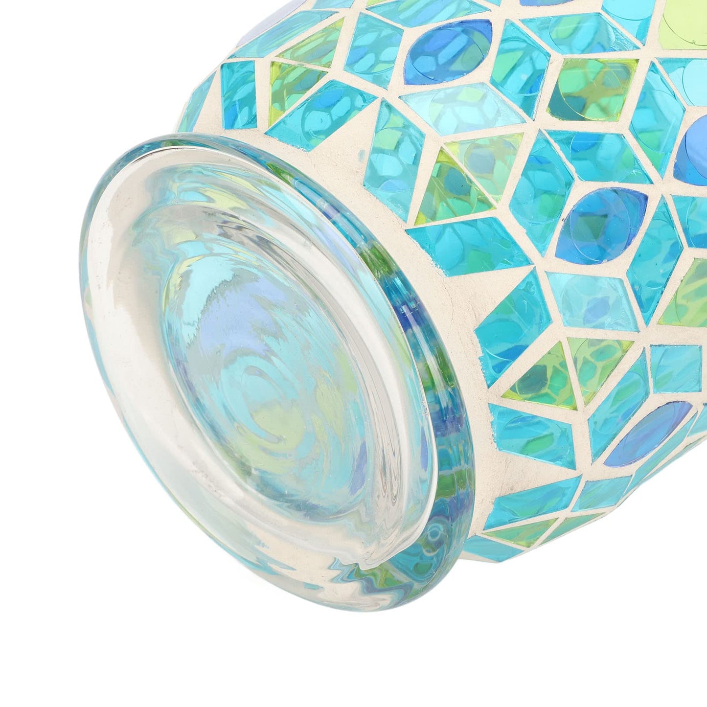 Adfaga Mosaic Glass Candle Holder Handcrafted Windproof Decorative Floral Tealight Holder for Home Decor Cafes Restaurants Wedding Centerpiece