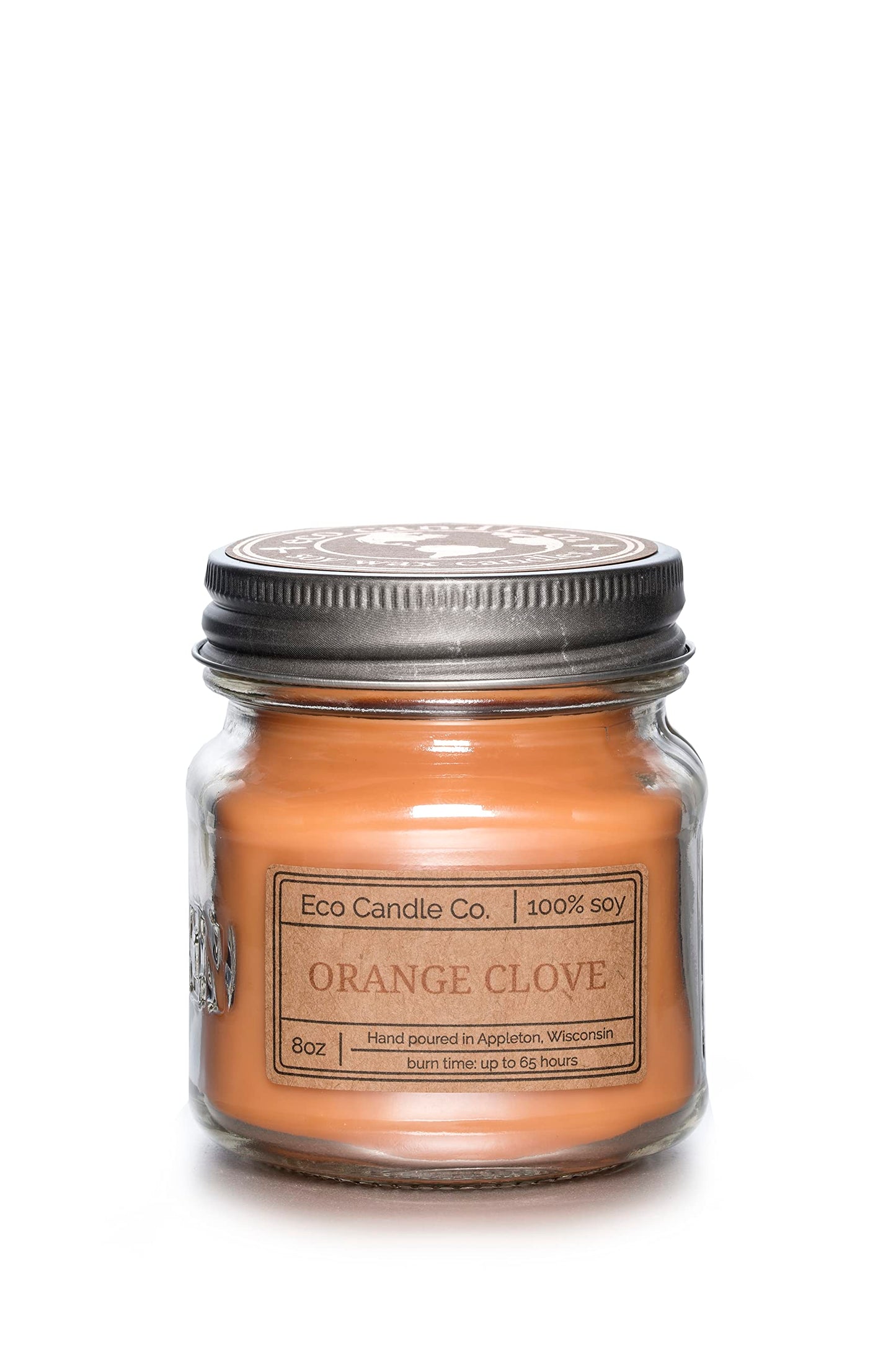 ECO CANDLE CO. Recycled Candle, Orange Clove, 8 oz. - Scents of Oranges Pierced with Spicy Cloves - 100% Soy Wax, No Lead, Kraft Paper Label & Lid, Hand Poured, Phthalate Free