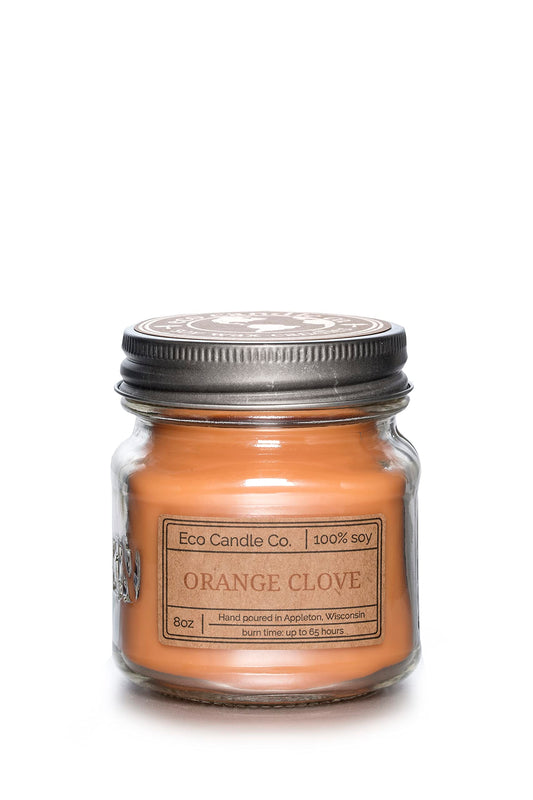 ECO CANDLE CO. Recycled Candle, Orange Clove, 8 oz. - Scents of Oranges Pierced with Spicy Cloves - 100% Soy Wax, No Lead, Kraft Paper Label & Lid, Hand Poured, Phthalate Free