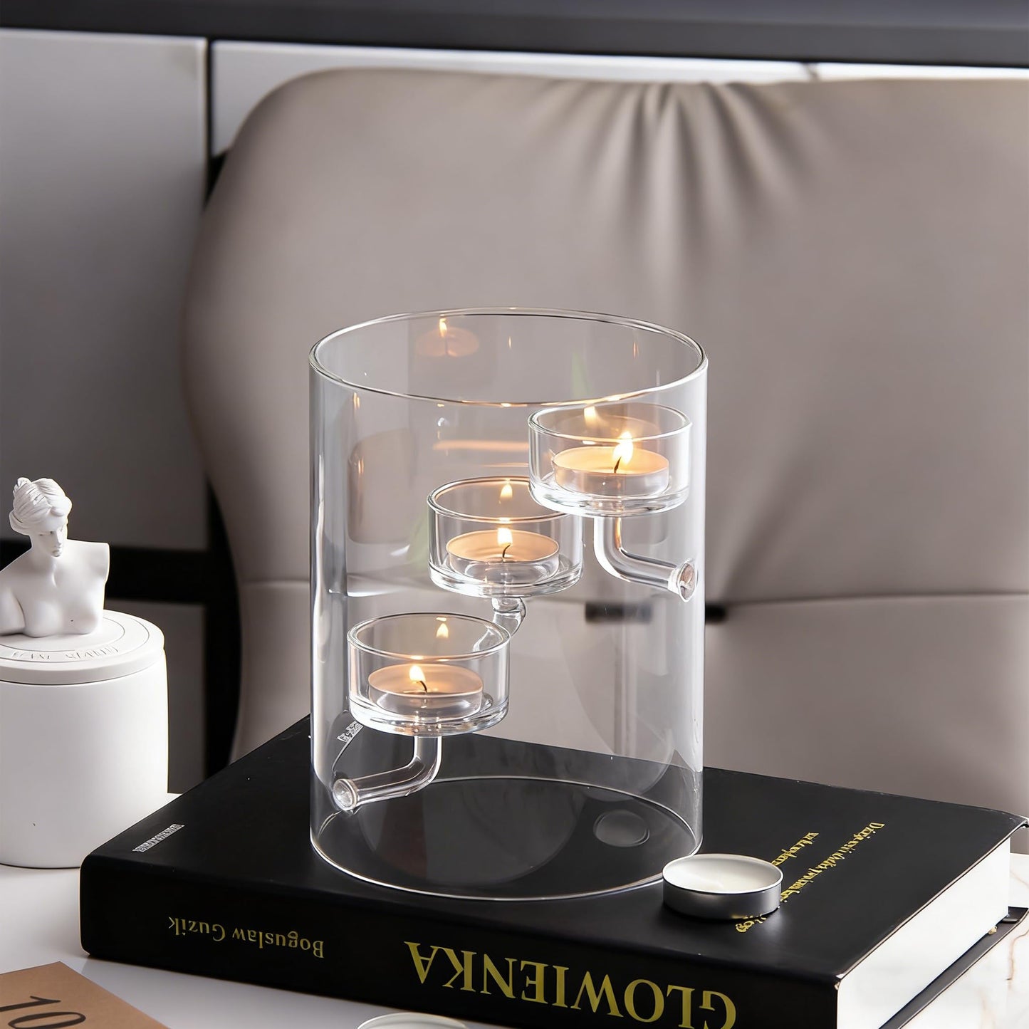 Maimeili Glass Candle Holder Hurricane Crystal Decorative Candle Fits Standard Tealight for Table Wedding Dinning Centerpieces Party Supplies Home Decor