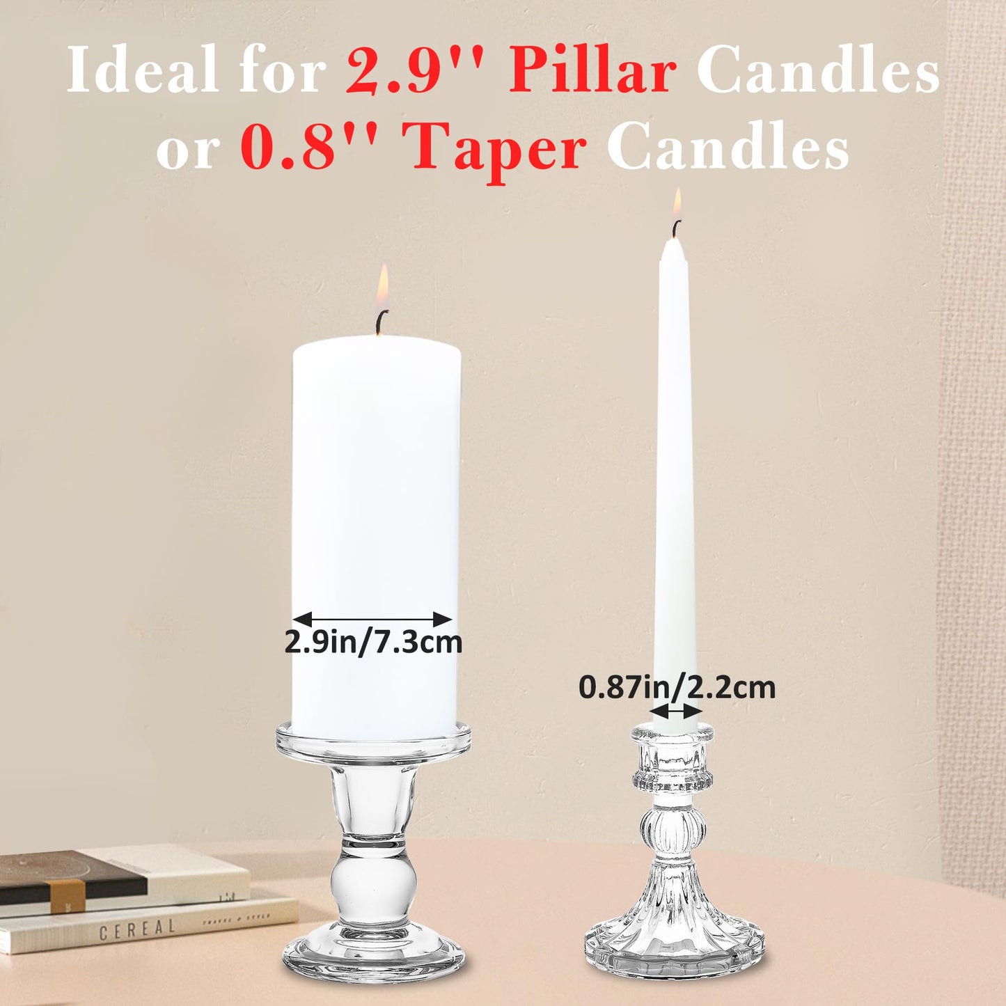 Unity Candle Holder - Glass Candle Holders for Pillar Candles Taper Candles, Glass Candlestick Holders Set of 3, Decorative Clear Glass Candlestick Holder for Wedding Table Dinning Church Centerpiece