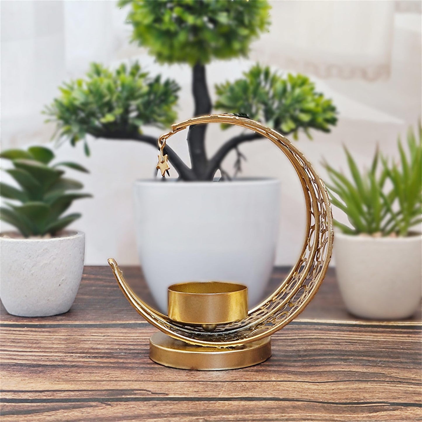 Moon Candle Holders, Metal Tealight Candle Holder for Moon Centerpiece, Decorative Middle East Eid Candlesticks Holder for Party Home Decor