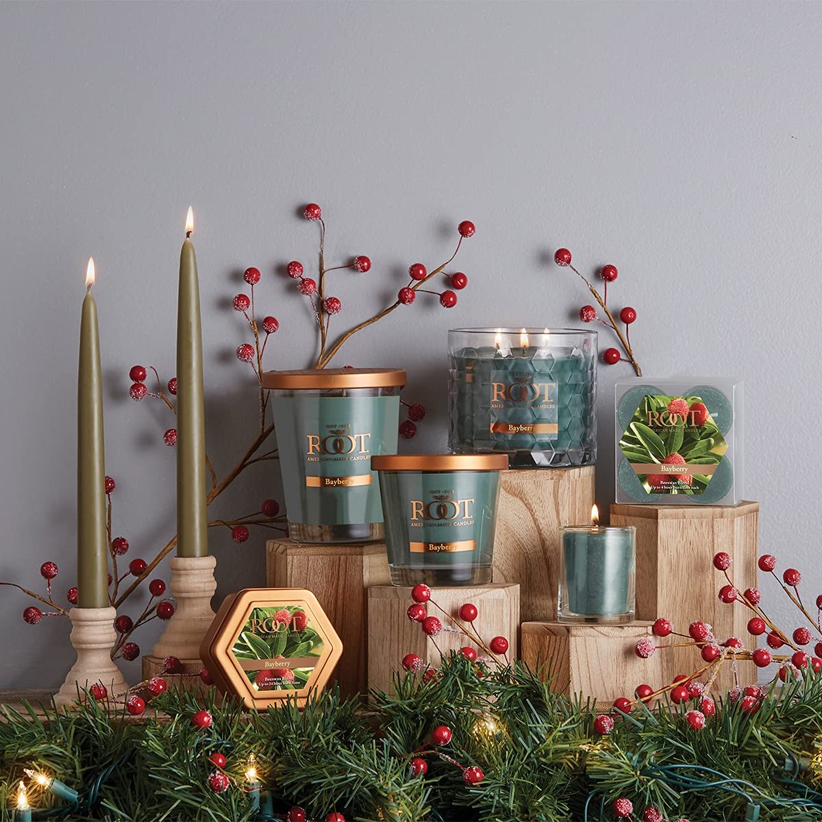 Root Candles Holiday Scented Candles Honeycomb Veriglass Premium Handcrafted Beeswax Blend Candle, Small, Bayberry