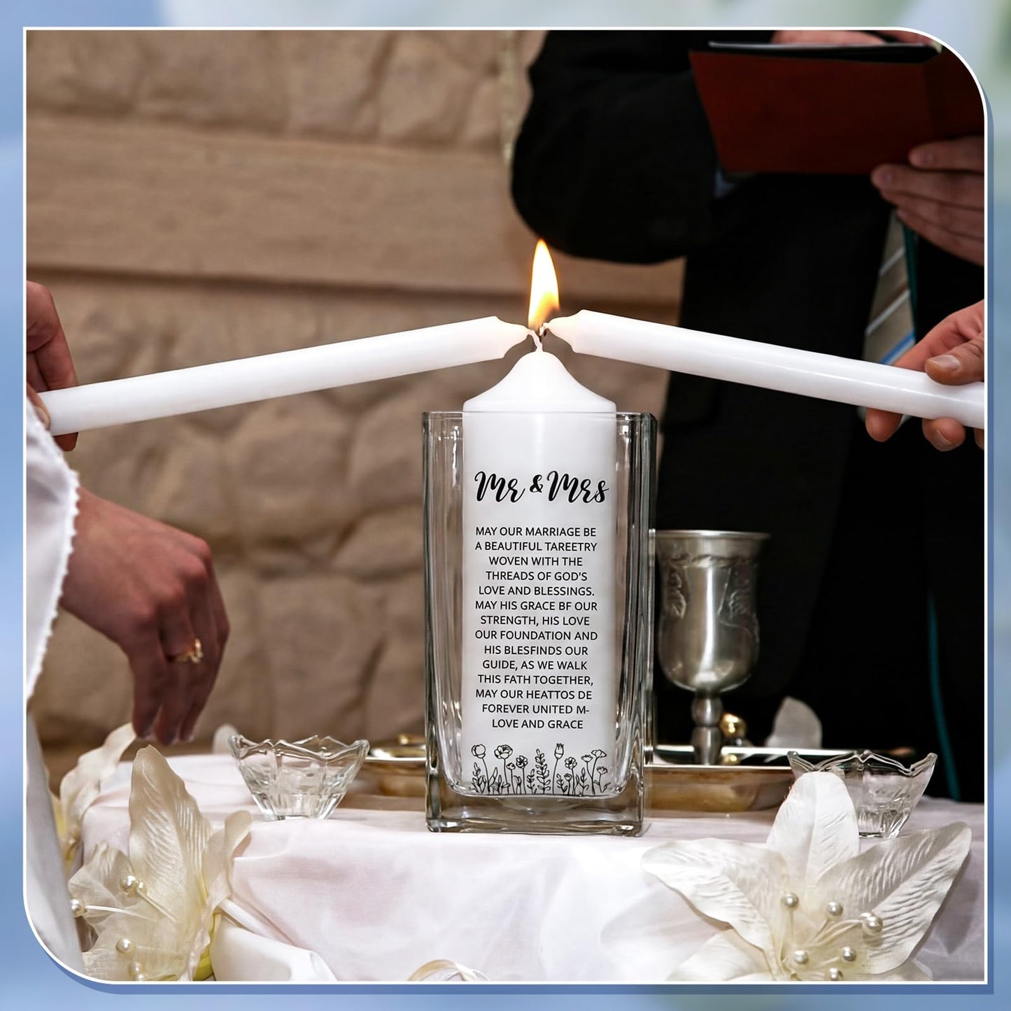 Irenare Unity Candles with Holder for Wedding Ceremony Unity Candle Set Wedding Table Decorations Accessories for Formal Events Church(Glass Dome)