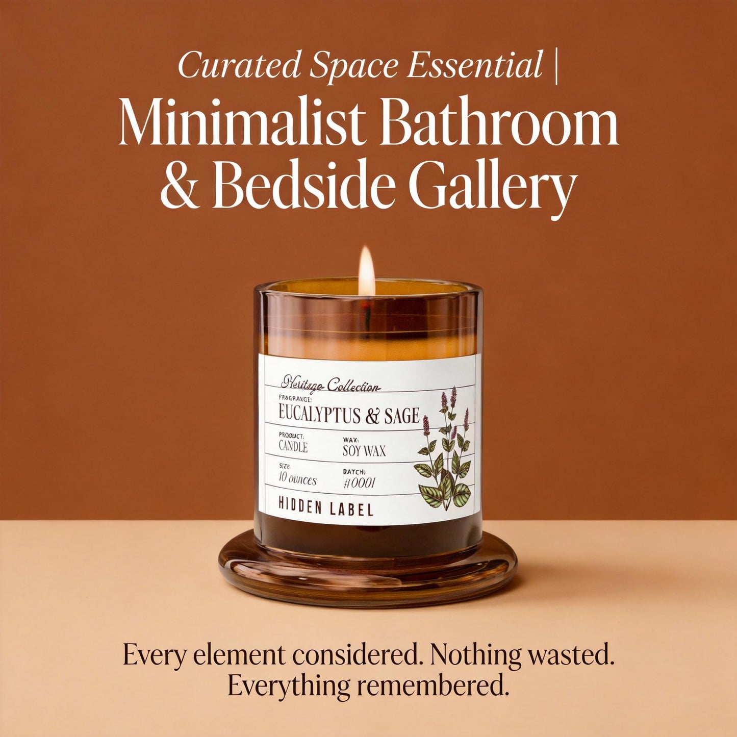 Eucalyptus & Alpine Sage Candle, 10oz Non Toxic Soy Candle in Clear Bell Jar, 55-Hour Clean Burn | Mountain Fresh Aromatherapy, Laboratory Aesthetic Home Décor, Luxury Gift for Clean Living