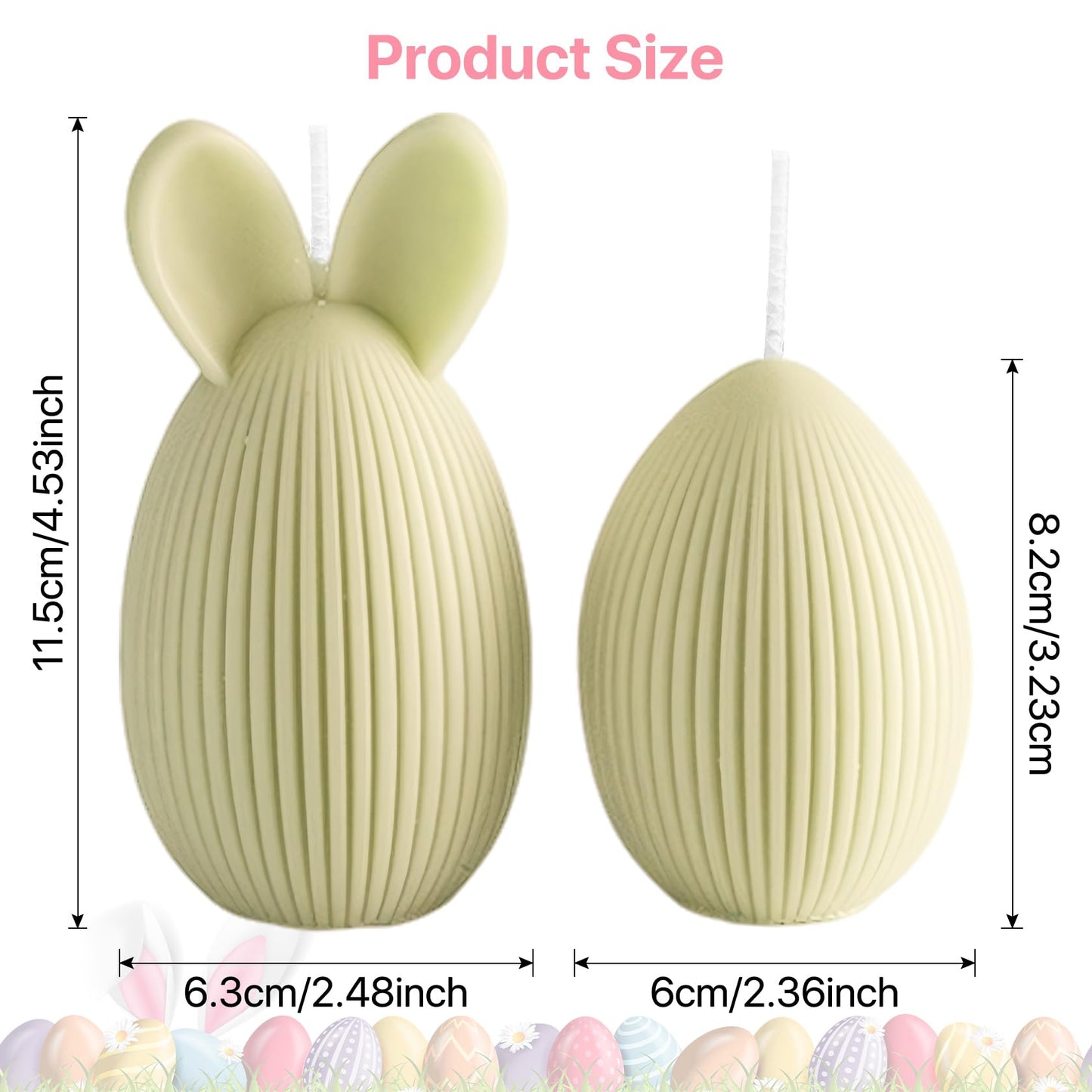 Fieldspark Easter Bunny Candles Yellow Set, 2.5'' x 4.5'' Flower & Fruit Scented Candles, Cute Rabbit Shaped Easter Gifts for Kids, Home Decor, Spring Celebration, 2 Pcs