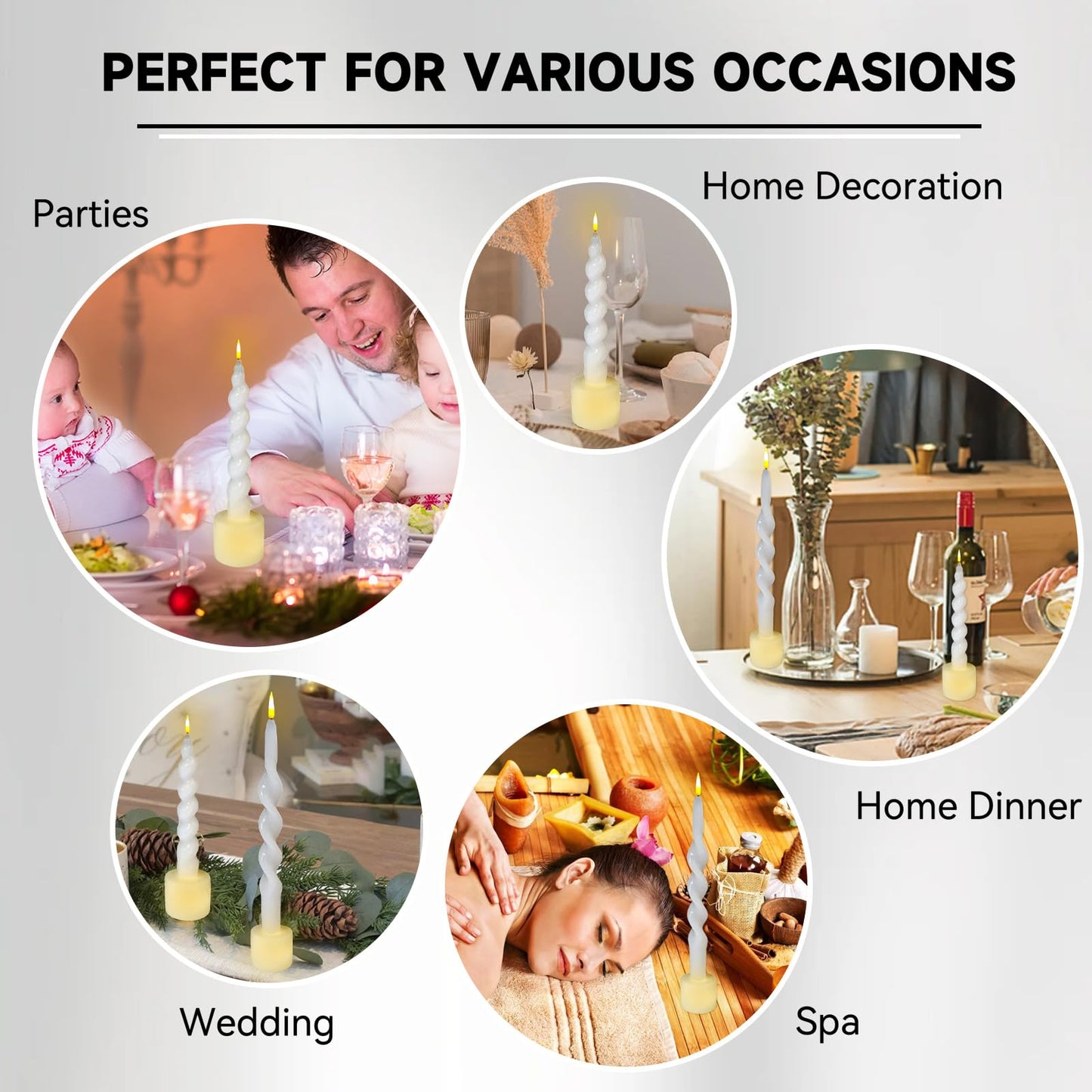Gedengni Spiral Taper Candle LED Candlesticks, 7.5 Inch Flameless Tapered Candles Battery Candle Sticks Remote Twisted Candlestick for Dinner Holiday Wedding Party Housewarming-2D