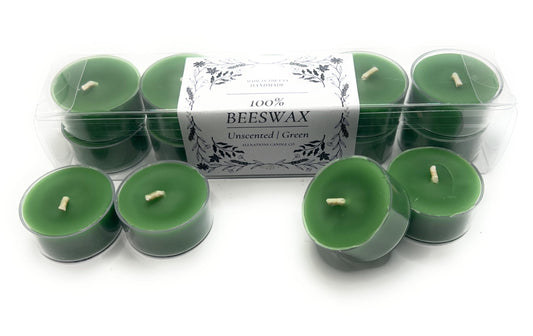 Allnations Candle Co. 100% Beeswax Colored Tealight Candles. Home, Mother’s Day, Rituals, Prayer, Party, Room Table Decoration - Unscented - Smokeless -10pcs (Green)