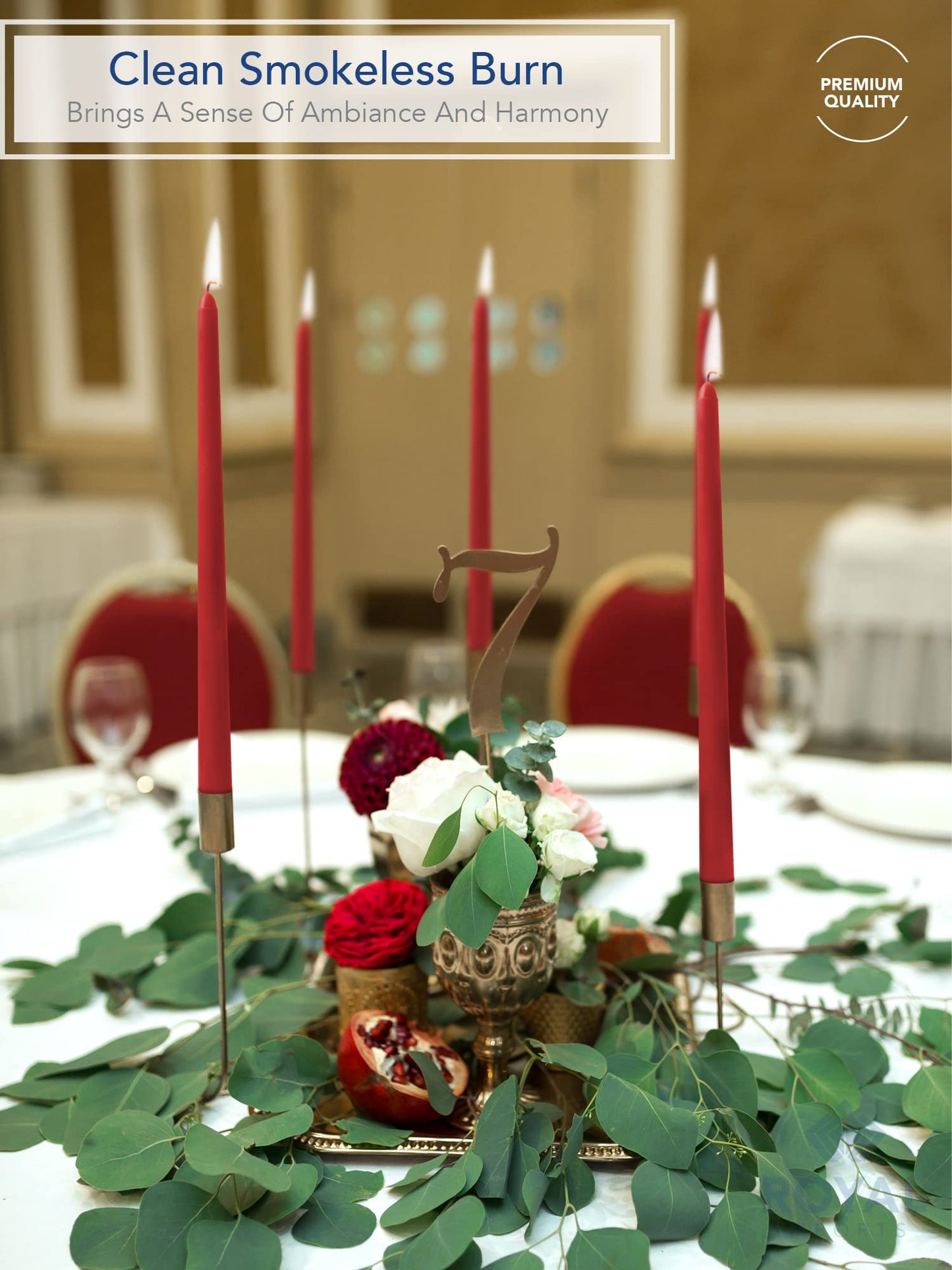 Royal Imports Unscented Taper Candles, Tall Elegant Premium, Dripless & Smokeless, Hand-Dipped for Wedding, Christmas, Holiday, Home Decor - 9 Hour Burn Time - Set of 12 (12 Inch, Red)
