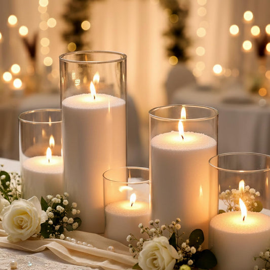 LAMORGIFT 16LB Candle Sand- Pearled Candles with Wicks (50 Pcs) & Wooden Spoons, White Candle Beads, Sand Wax, Candles Unscented for Powder Candle Making, Wedding Decor