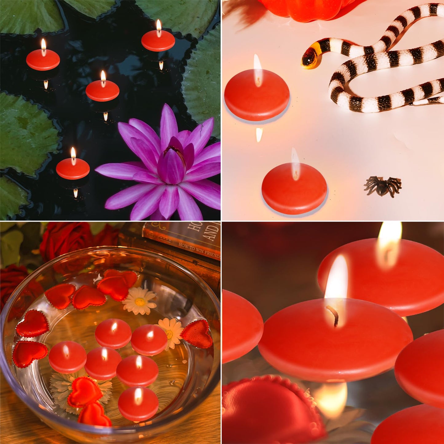 Floating Candles Centerpieces - 20 Pack 1.5 Inch Floating Candles for Centerpieces, Nice for Halloween, Christmas, Thanksgiving, New Year & More - Good for Home Decor & Centerpieces (Red)