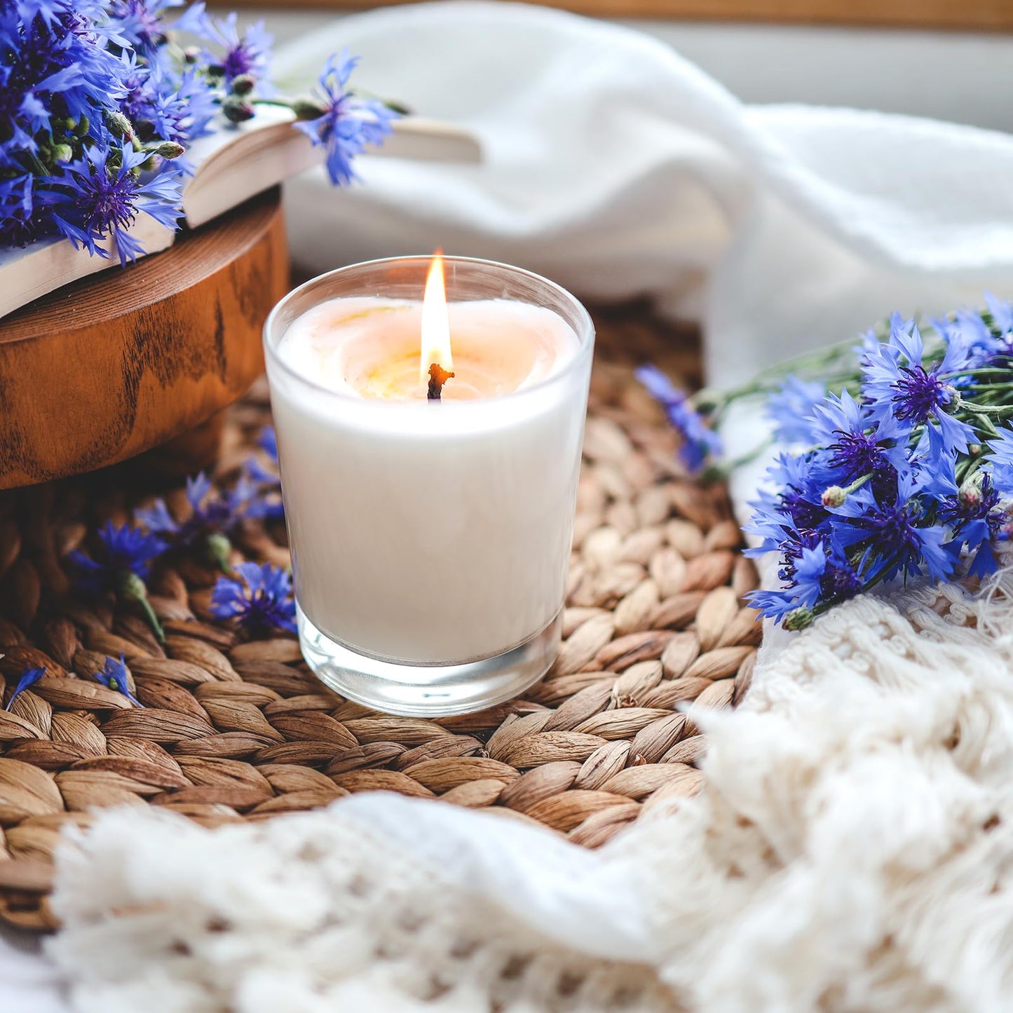SHOWIN Thick Candle Jars for Making Candles 20 Pcs, 7 OZ Empty Jars with Wood Lids for Candle Making, Sample Container, Clear