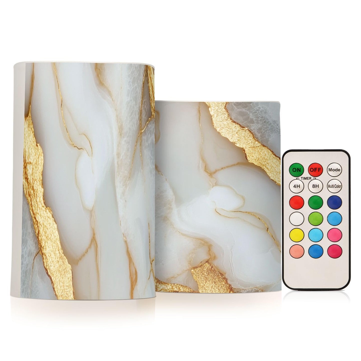 Zathe Flameless Pillar Candles Remote Control Led Flameless Candles for Outdoor Marble White White