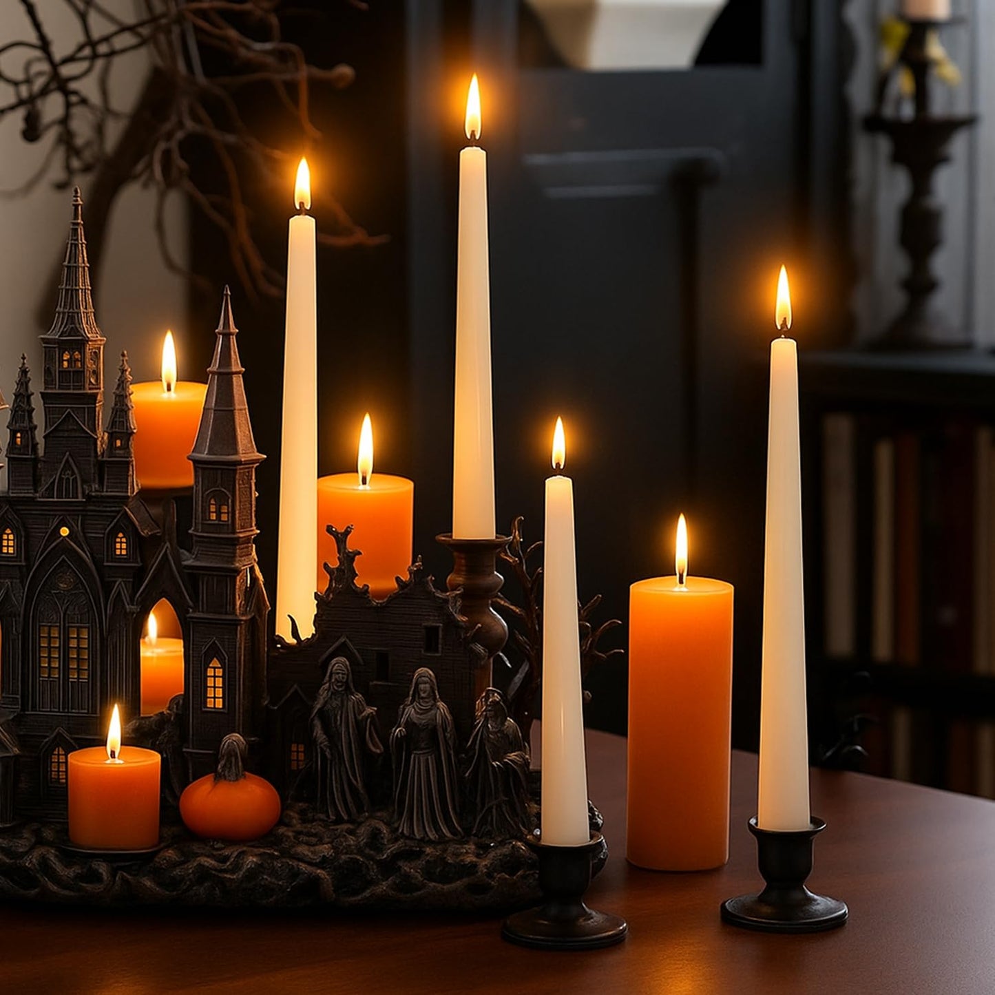 Supply Sure 24 Pcs Flameless LED Taper Candles with 2 Remotes Timer | Battery Operated (Battery NOT Included) White Fake Candlesticks for Window & Christmas Decor (Pack of 24)