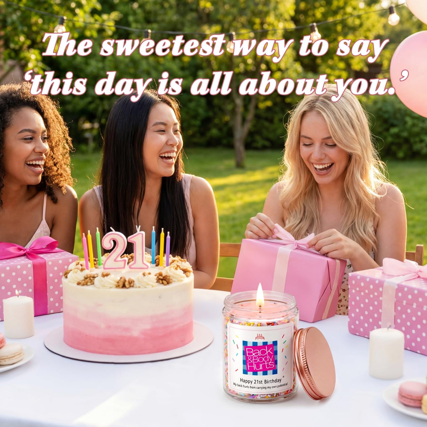 Homsolver 21st Birthday Gift for Her - Finally 21 Vanilla Cream Scented Candle, 21 Birthday Decorations for Her, Natural Soy Wax Candle for Daughter, Bestie, Sister, Best Friend