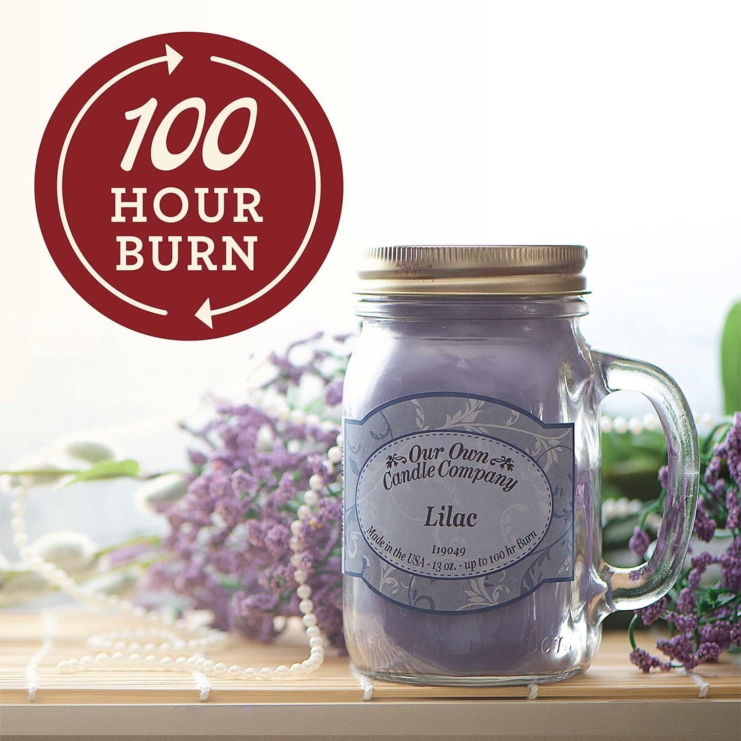 Our Own Candle Company, Coconut Banana Scented Mason Jar Candle, 100 Hour Burn Time, 13 Ounces