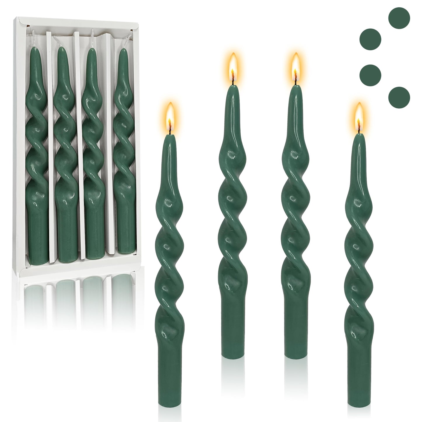 Spiral Taper Candles Green Taper Candles Smokeless Dinner Twisted Green Candlesticks Unscented Handmade Long Candle Sticks for Christmas Wedding Home Decor Special Occasions & Celebrations