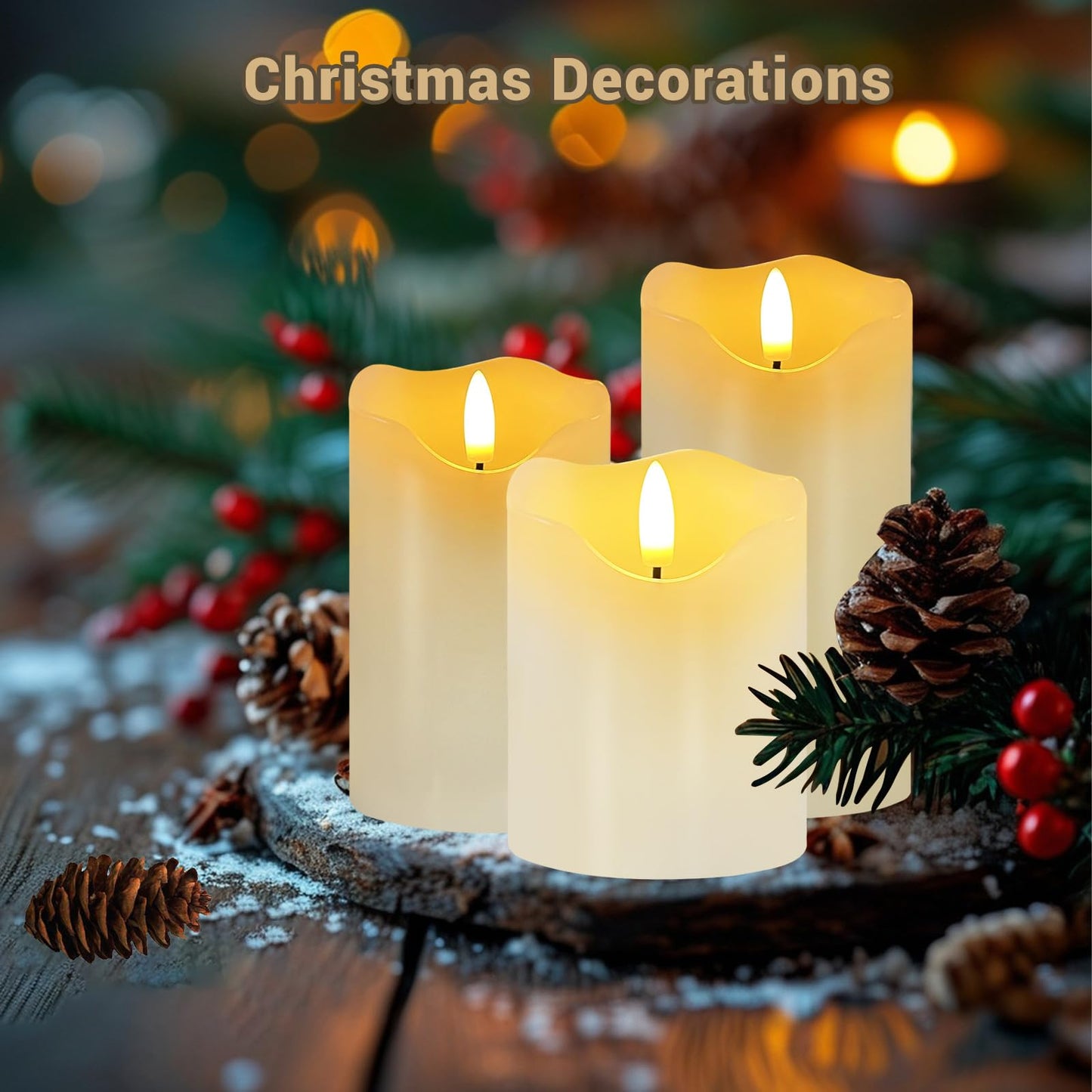 AVEKI White Flameless Candle Sets for Women Gift, Set of 3 Battery Operated LED Electric Candles Lights with Remote & Timer, Dimmable Fake Pillar Flickering Flameless Christmas Candles Decor
