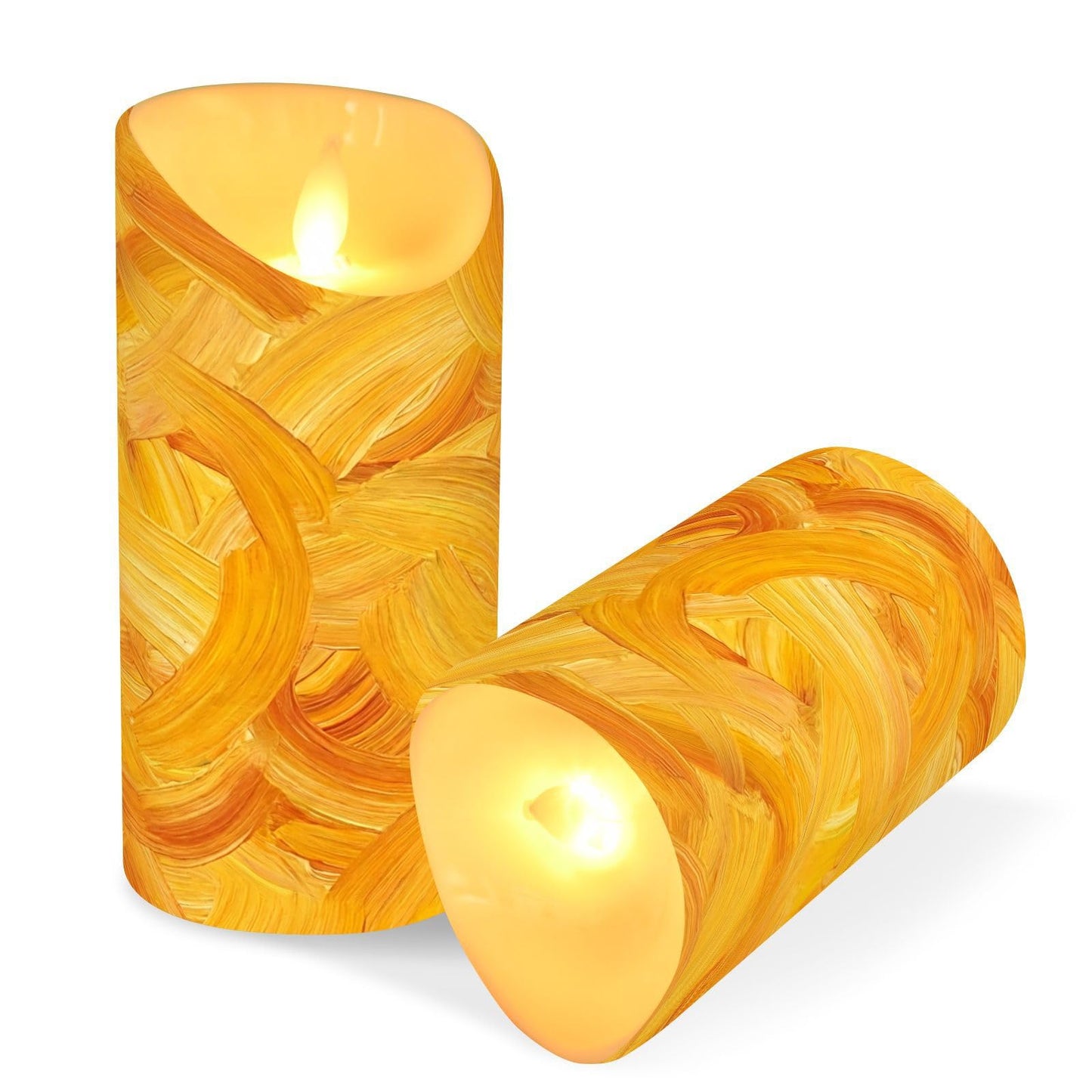 Gravopti Golden Weave 2 Pack Flameless LED Pillar Candles with Remote & Timer, Battery Operated, Flickering Wax Candle for Wedding, Romantic Home & Party Decor
