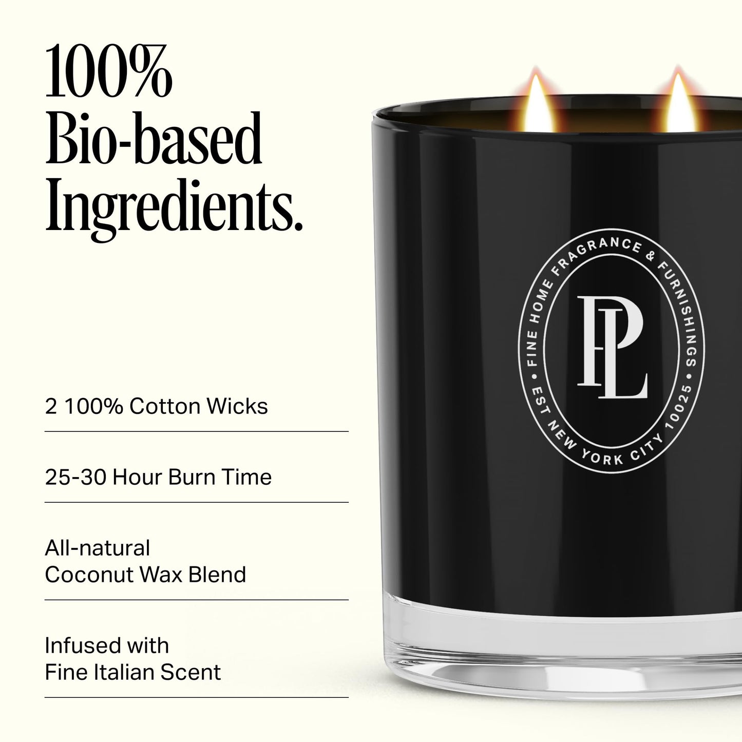 Preston Lane Luxury 2-Wick Scented Candle, Terrace View, 7.5 oz Hand-Poured in USA | Long Burn Time (20–30 Hrs), Vegan Soy Wax Blend, Decorative Glass Vessel, Fine Italian Fragrance