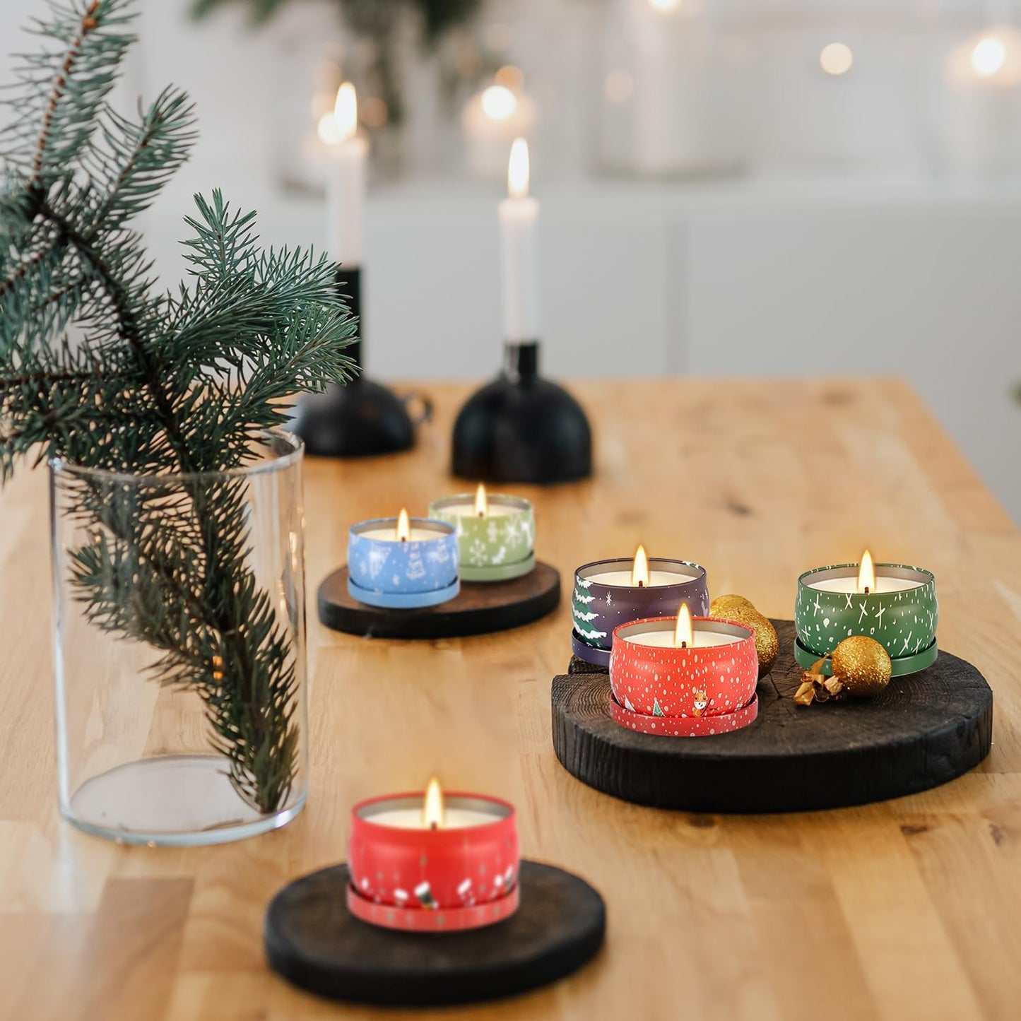 TLNFHRPI 36 Packs Christmas Scented Candles, 2.5oz Smokeless Clean Burning Soy Wax Candles for Home Decor, Festive Gifts & Holiday Ambiance