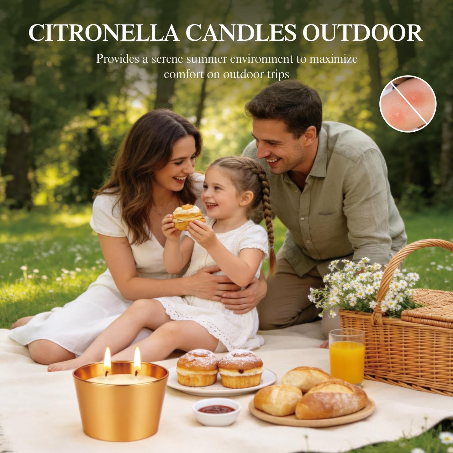 Citronella Candles Outdoor, 3 Pack 3.5OZ Citronella Candle for Patio, Two Wick Lemongrass Scented Candles, Natural Soy Wax Long Burning for Indoor Outdoor Camping Garden