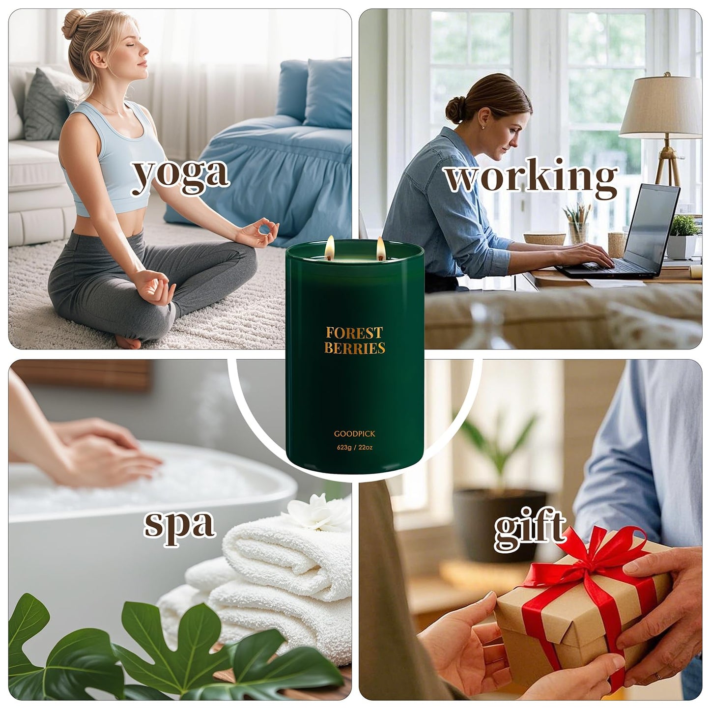 Goodpick Forest Berries Candles, Scented Candles for Home, 22oz Soy Wax, Long Burning 120hrs, Juicy Fruity Living Room Gift