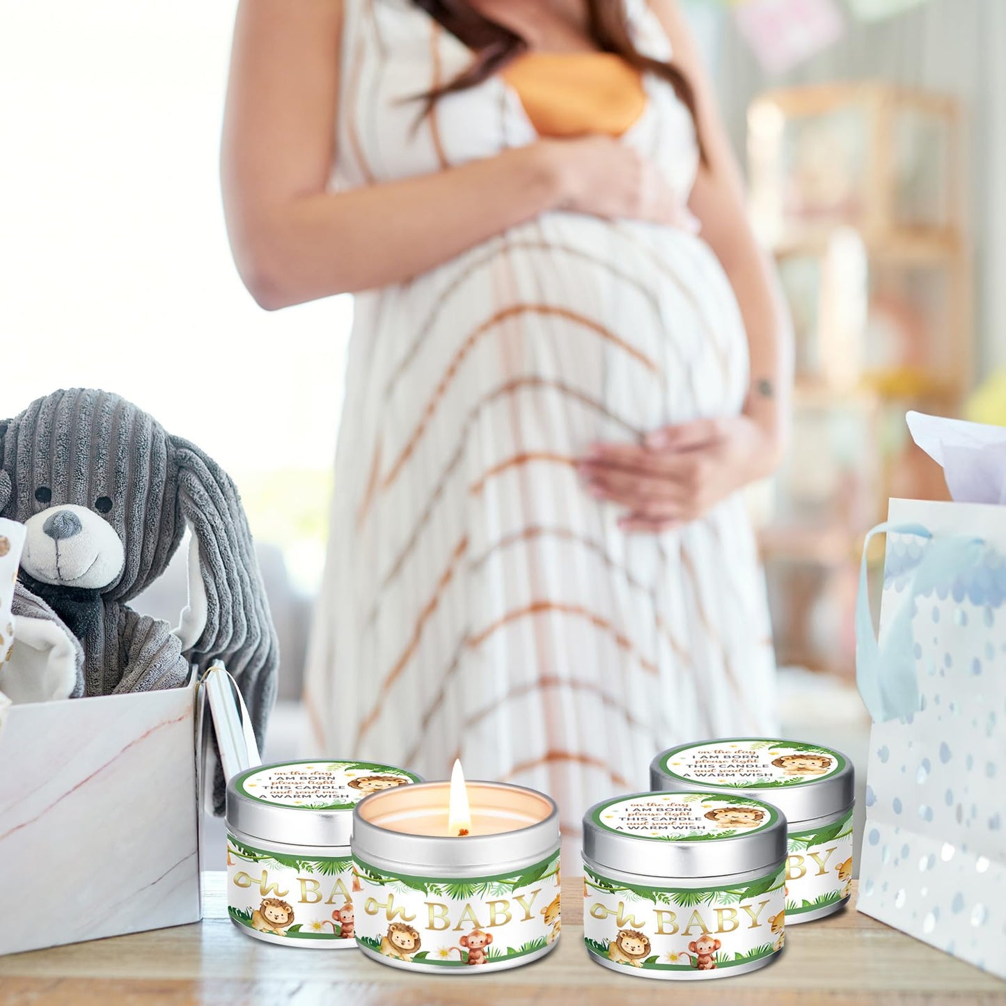 Funtery 12 Pcs Baby Shower Party Favors for Guests Baby Shower Candles Lavender Scented Candle Rustic Tealights Candles Gender Reveal Return Gifts(Animal)