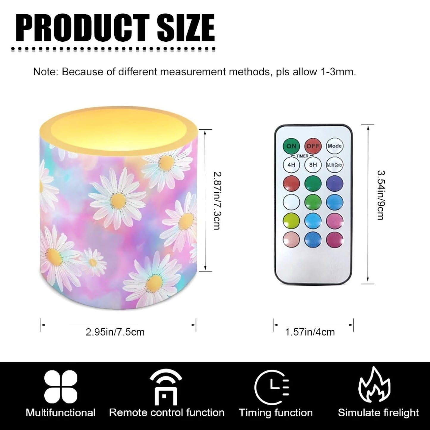 Cozeyat Pastel Floral LED Candles Set of 4 Battery Powered Flameless with Remote Timer Flickering Flame Waterproof for Home Table Garden Use